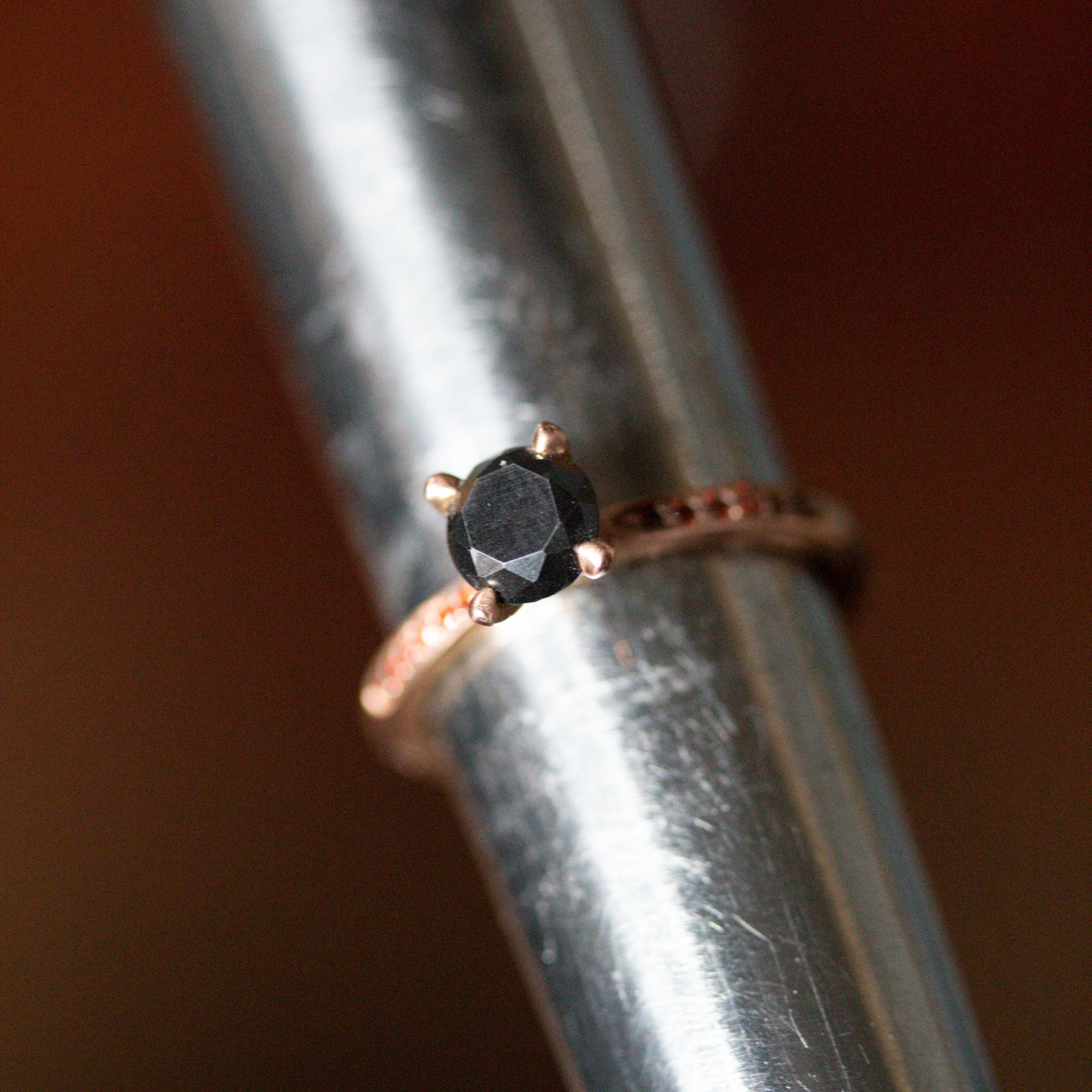 Freya Engagement Ring 1 CARAT BLACK ENGAGEMENT RING, 18K ROSE GOLD - Machinations