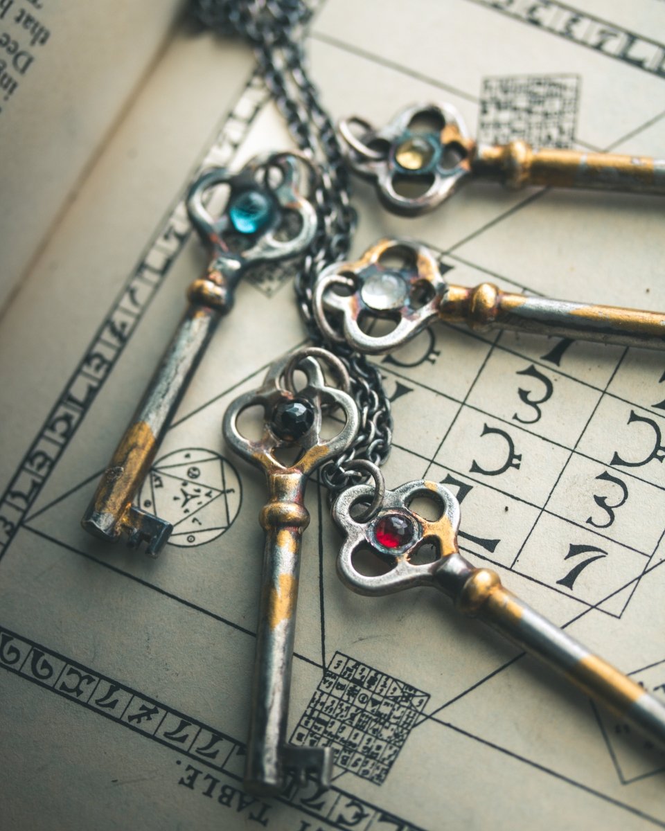 Hekate’s Crossroads Key with Almandine Garnet: A Symbol of Transformation, Passion, and the Power of Choice - Machinations