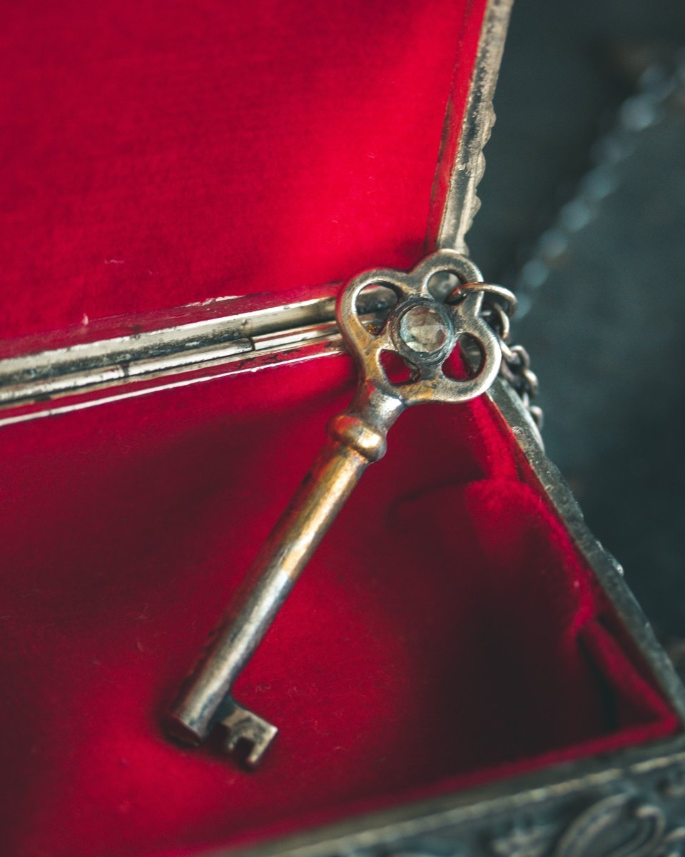 Hekate's Crossroads Key with Pale Green Emerald: Handcrafted Pendant of Transformation and Protection - Machinations