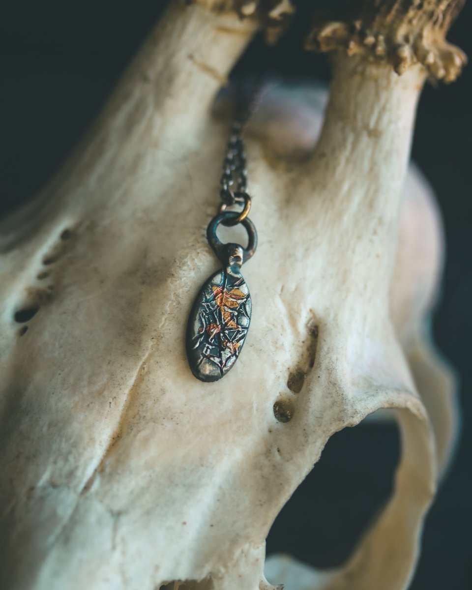 Limited Edition Arachne Myth Amulet Handcrafted in Sterling Silver with 23.5K Gold Accents - Machinations