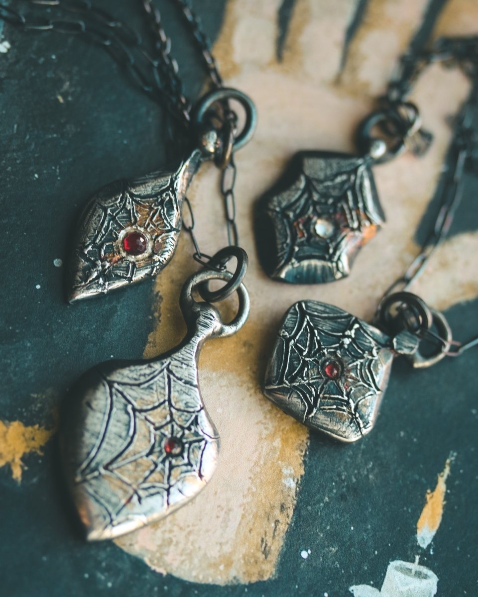Limited Edition Arachne Myth Amulet Handcrafted in Sterling Silver with 23.5K Gold Accents - Machinations