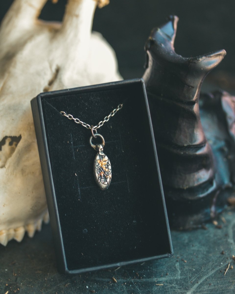 Limited Edition Arachne Myth Amulet Handcrafted in Sterling Silver with 23.5K Gold Accents - Machinations