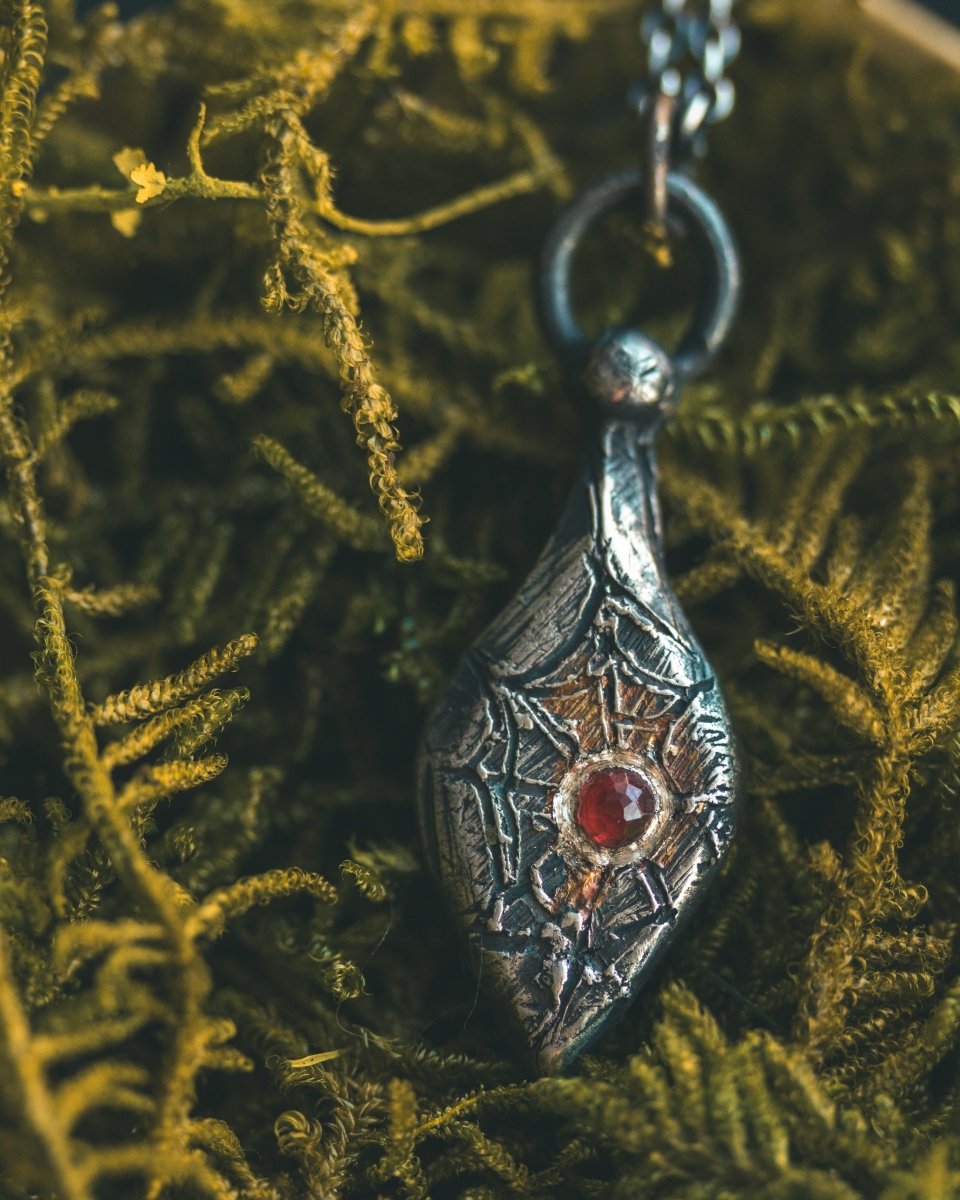 Limited Edition Arachne Myth Amulet Handcrafted in Sterling Silver with 23.5K Gold Accents - Machinations