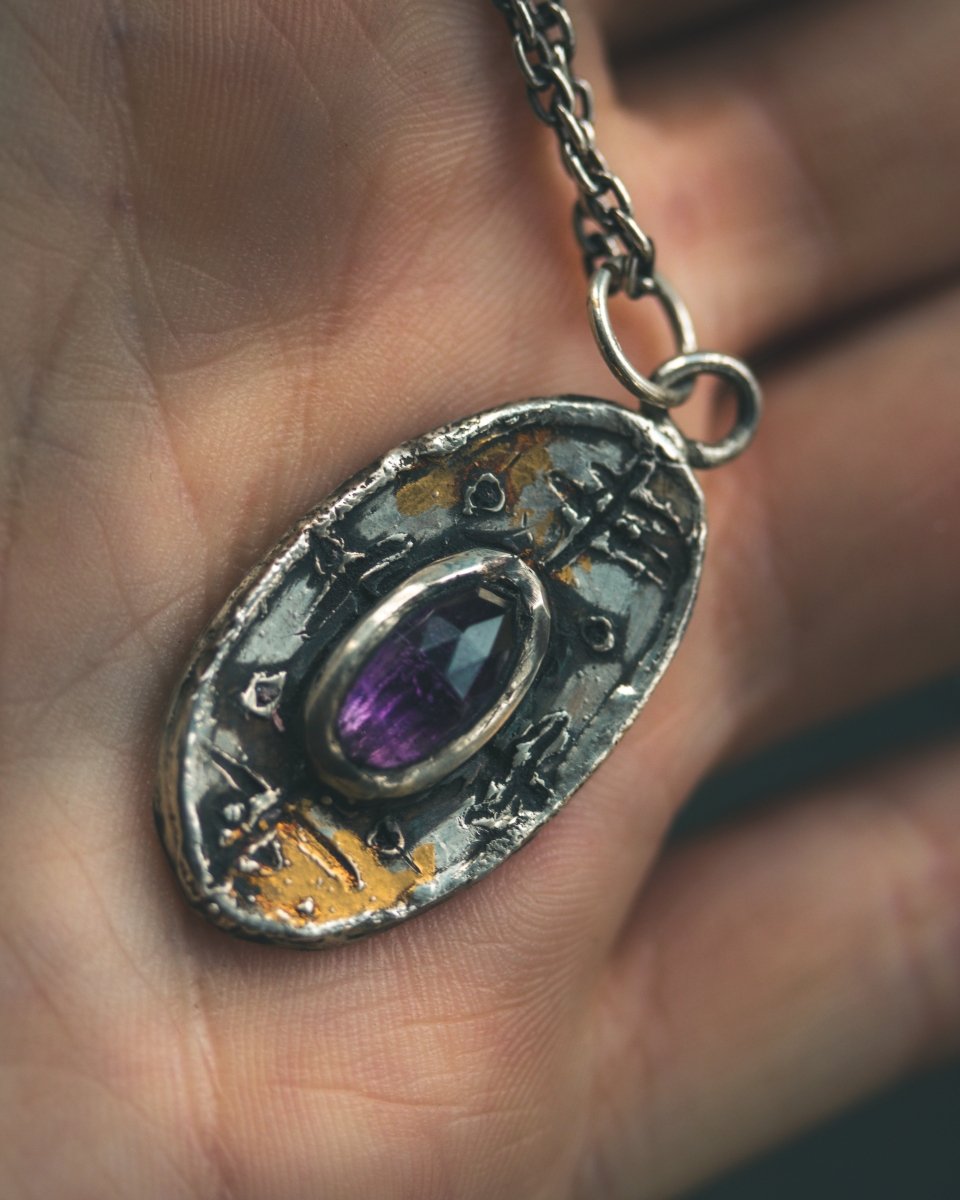 Nordic Talisman Rose - Cut Amethyst Amulet: A Gateway to Ancestral Wisdom and Divine Protection - Machinations