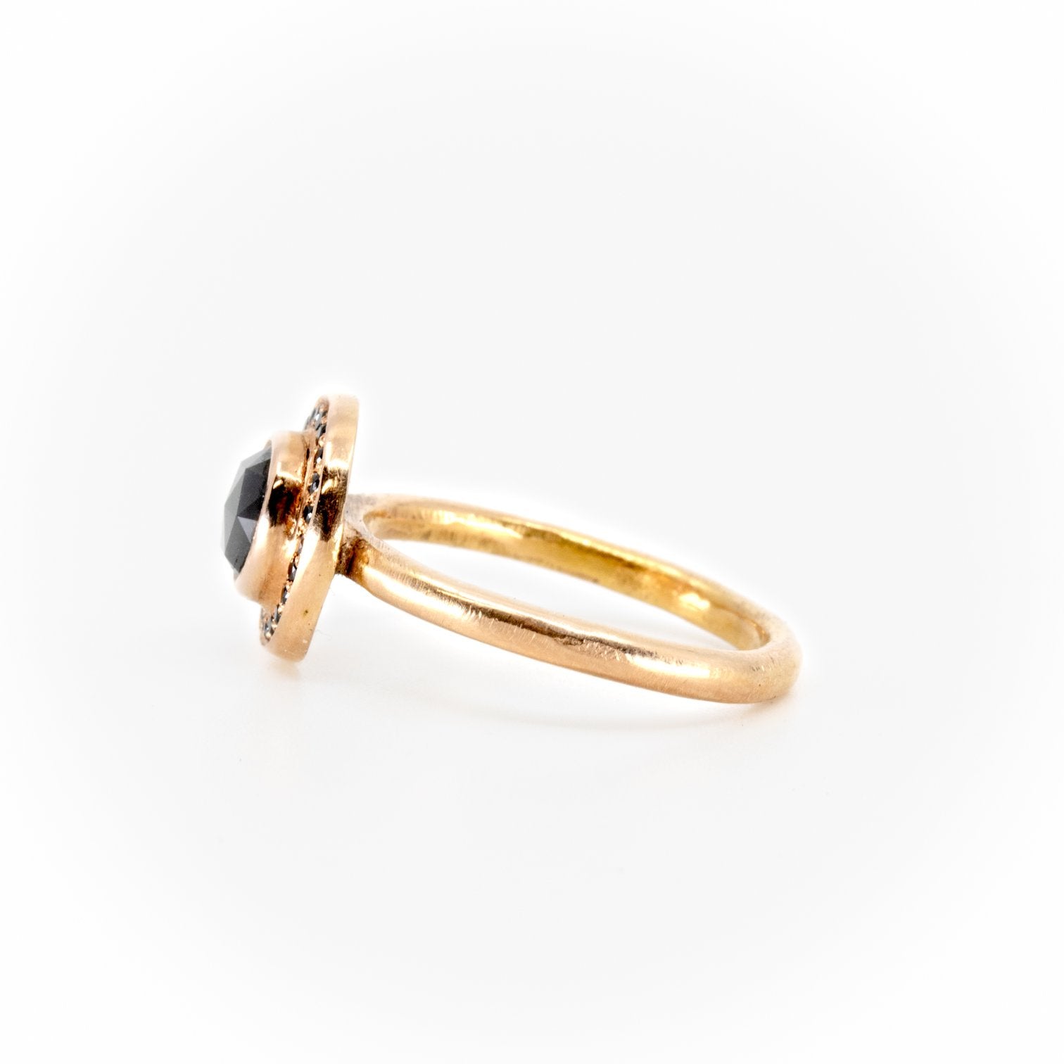 1 CARAT BLACK ROSE CUT DIAMOND ENGAGEMENT RING Hekate SETTING 18K ROSE GOLD - Machinations