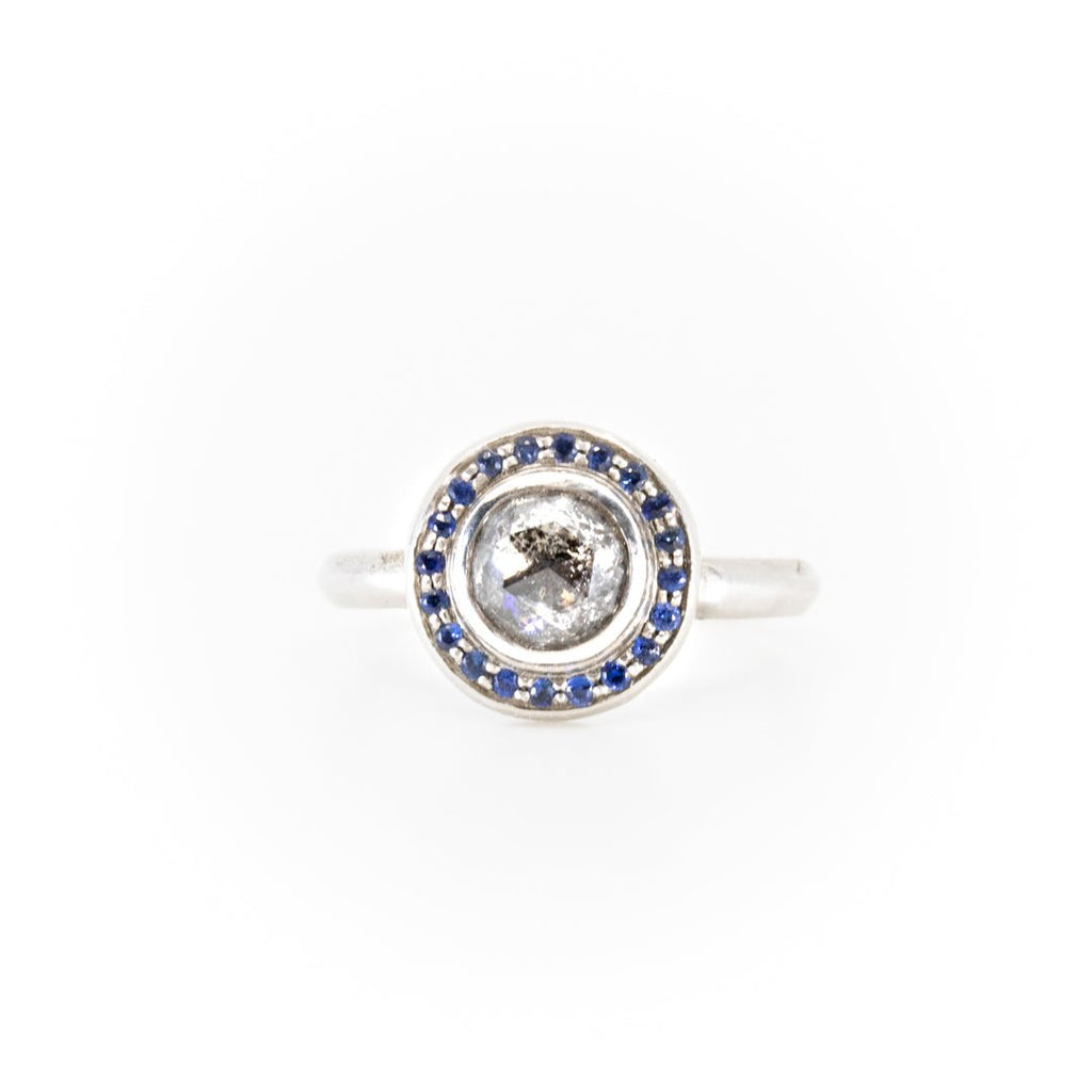 1 CARAT SALT AND PEPPER DIAMOND ENGAGEMENT RING Hekate SETTING PLATINUM - Machinations