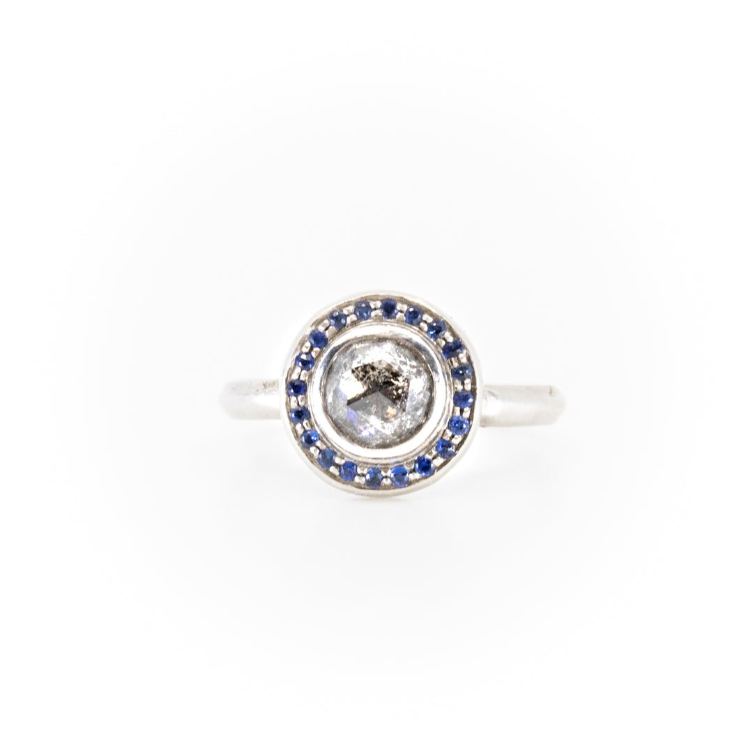 1 CARAT SALT AND PEPPER DIAMOND ENGAGEMENT RING Hekate SETTING PLATINUM - Machinations