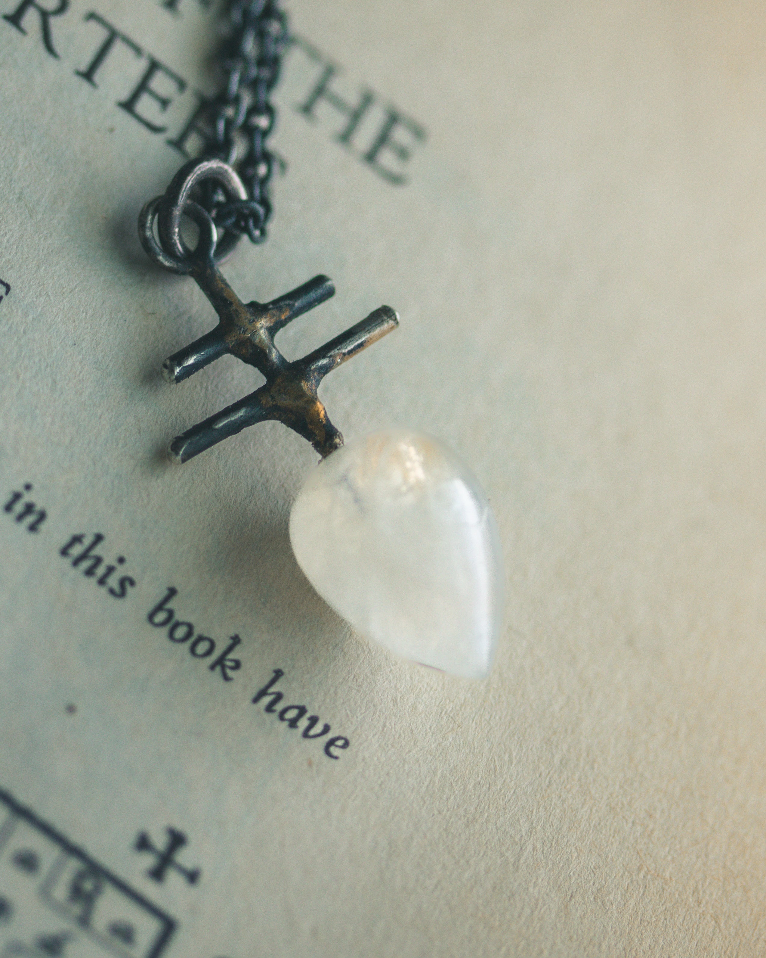 Silver & Gold Leviathan Cross Pendant with Moonstone: A Symbol of Alchemy, Power & Intuition