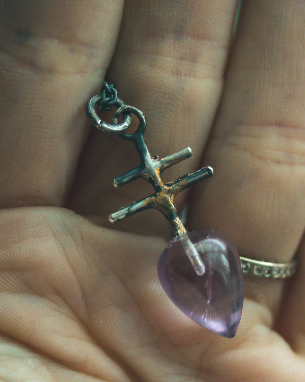 Silver & Gold Leviathan Cross Pendant with Amethyst: A Symbol of Alchemy, Power & Spiritual Clarity