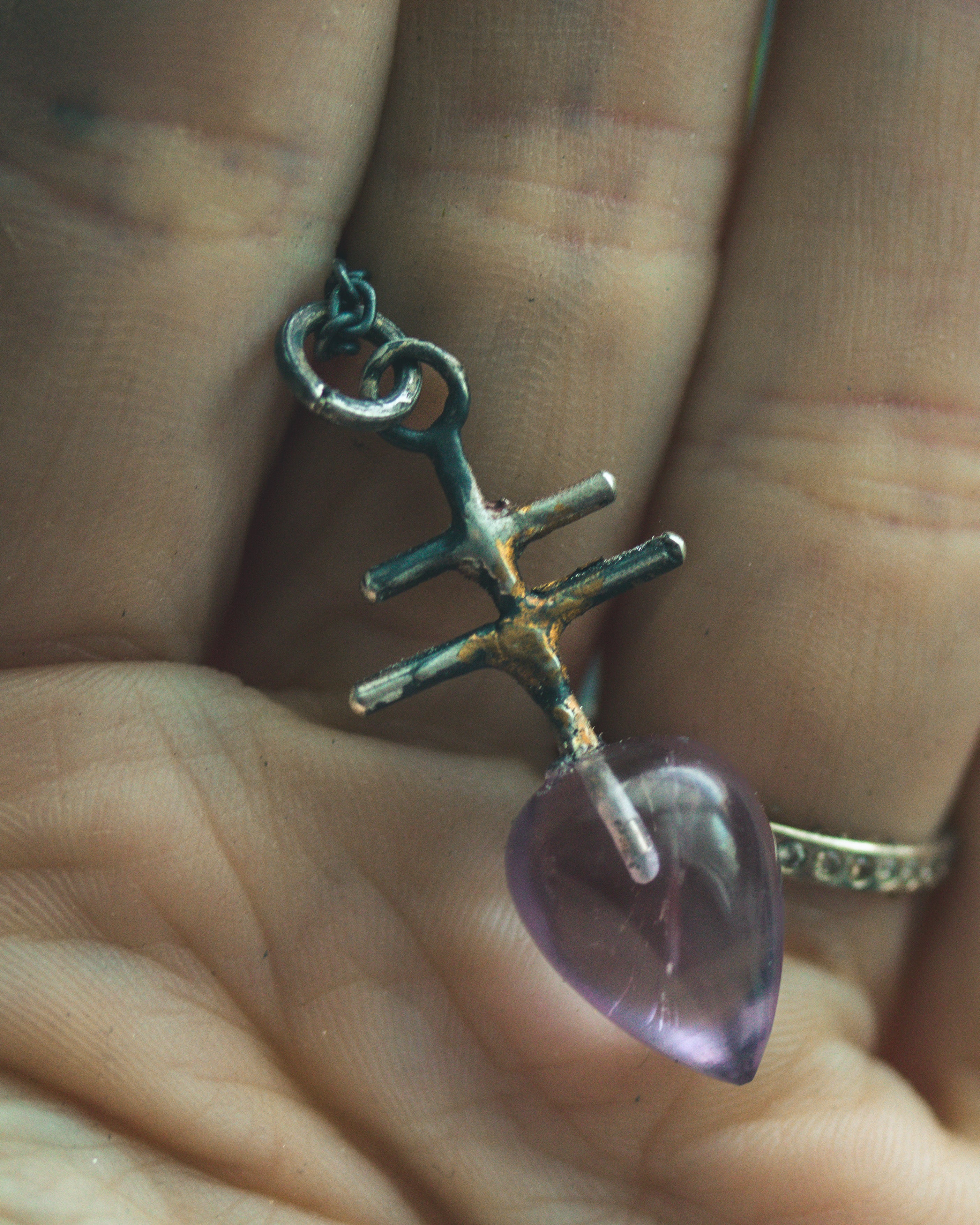 Silver & Gold Leviathan Cross Pendant with Amethyst: A Symbol of Alchemy, Power & Spiritual Clarity