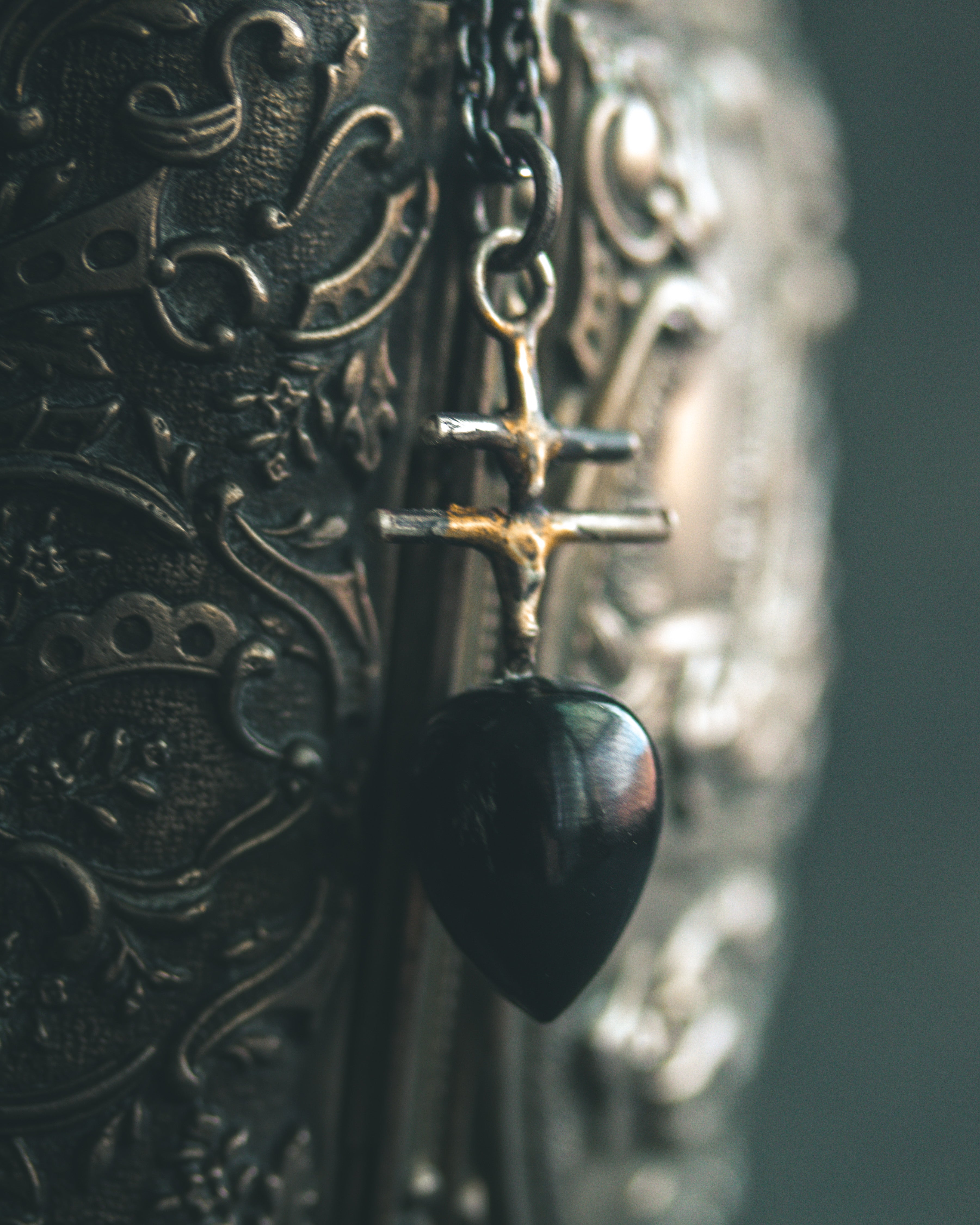 Silver & Gold Leviathan Cross Pendant with Black Spinel: A Symbol of Alchemy, Protection & Strength