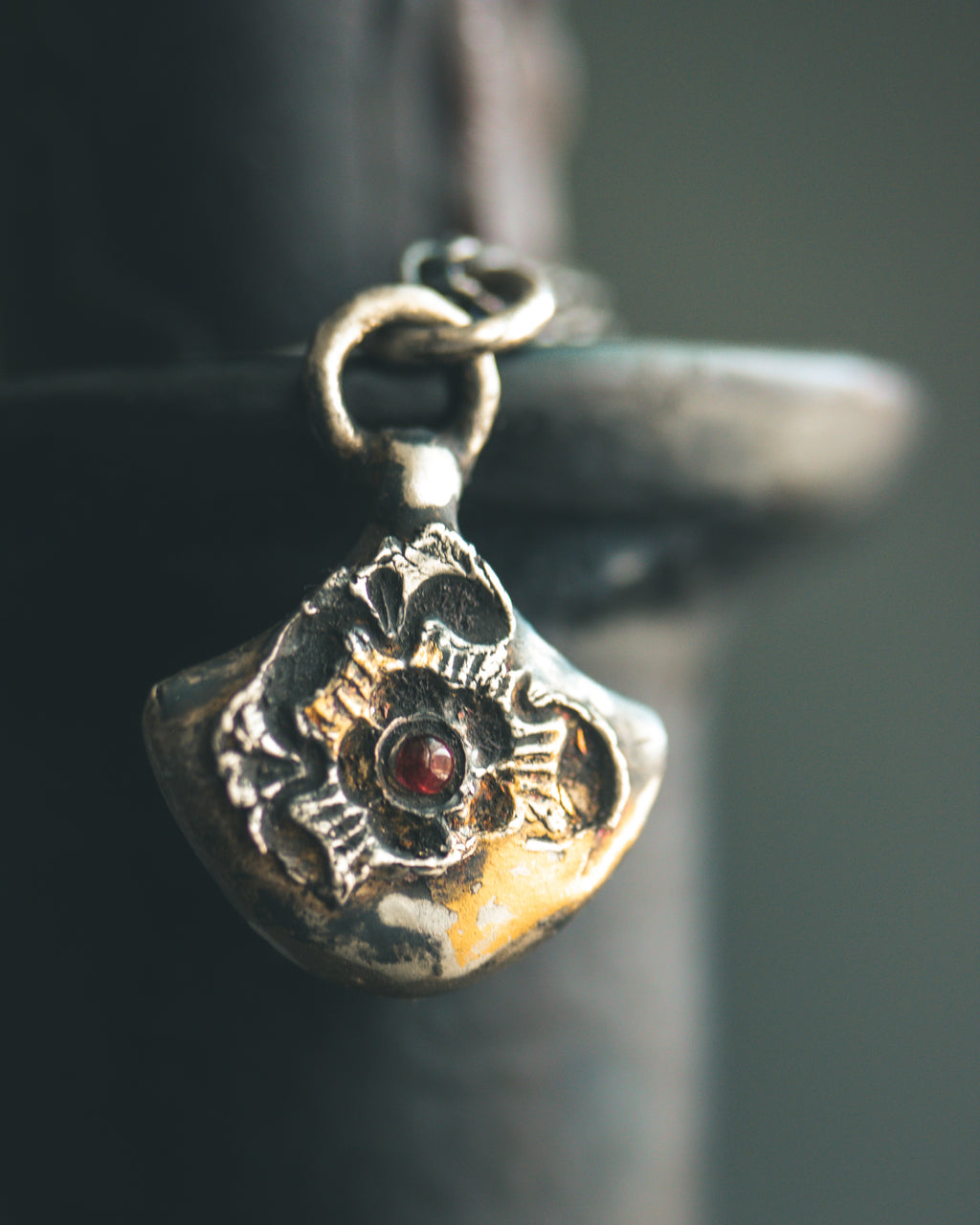 READY TO SHIP – Rose of Death Tarot Amulet with Almandine Garnet | Talisman of Rebirth, Strength & Hidden Wisdom