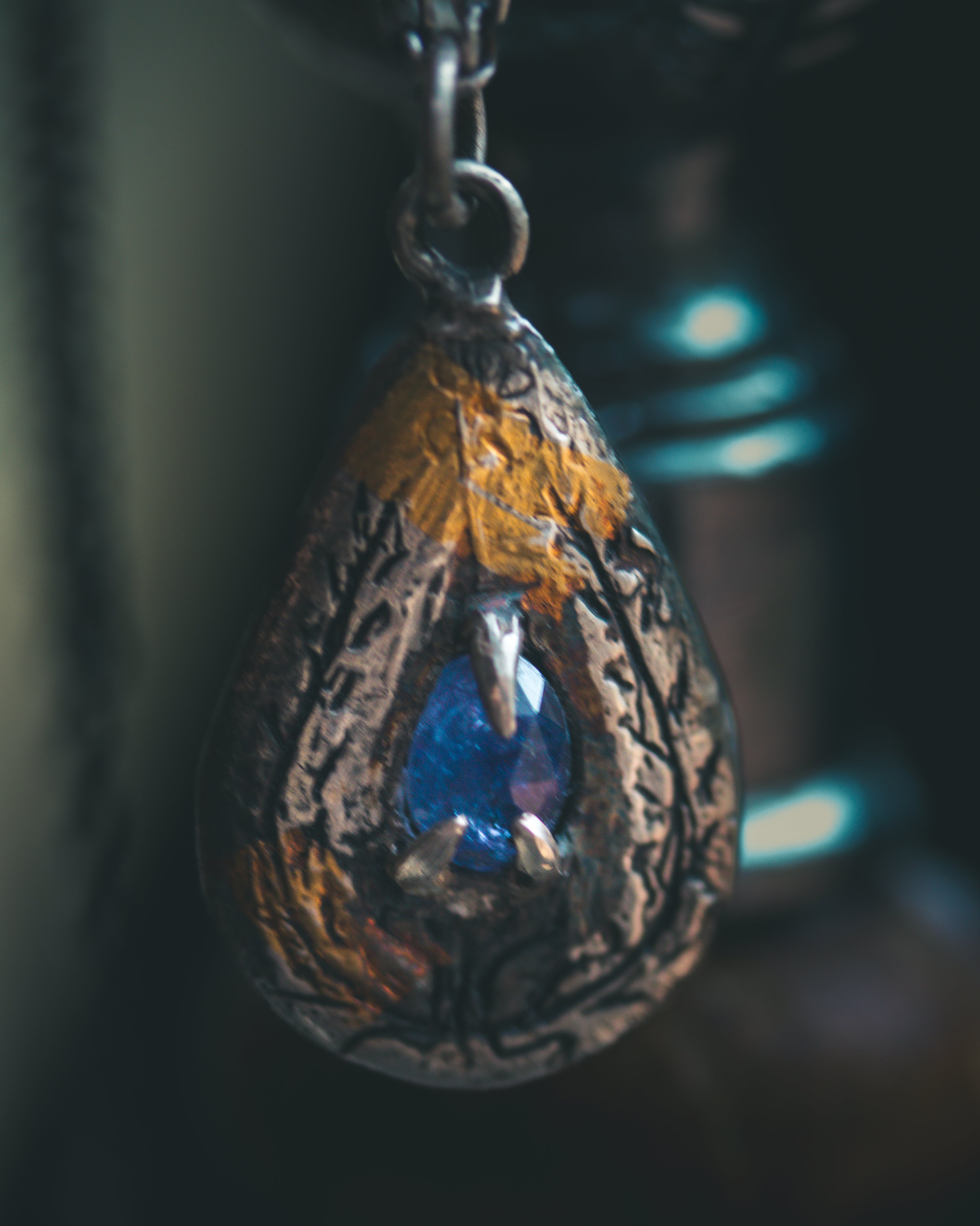 Yaga's Cabinet: Wheat & Flame Talisman | Sterling Silver | 23.5K Keum-boo Gold | Tanzanite