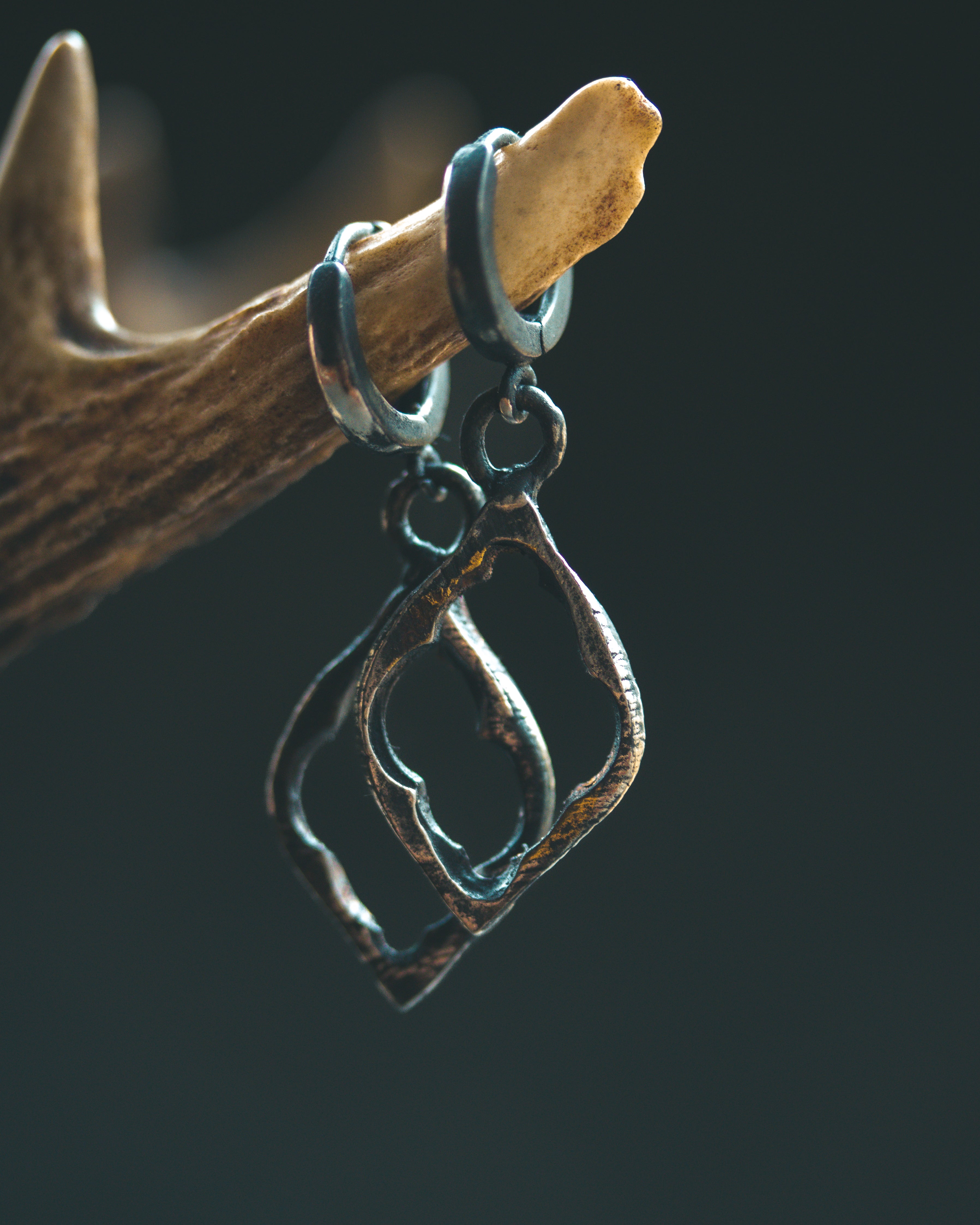 Divine Ruin Collection - Cathedral Fragment Pendant | Sterling Silver & 23.5K Gold | Hand-Carved Relic of Memory, Mystery & Sacred Decay Earrings