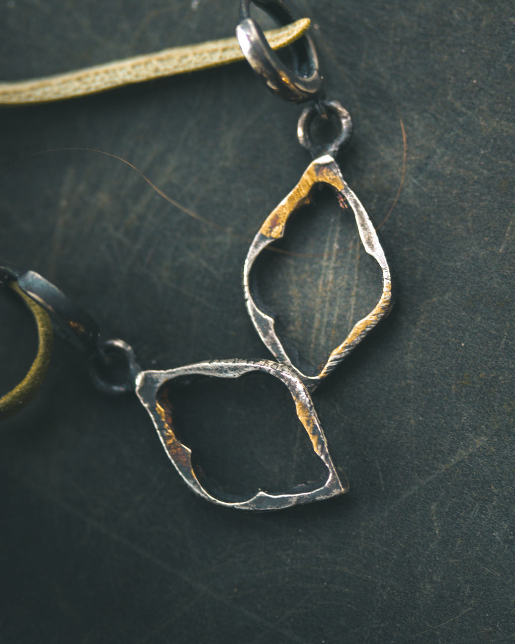 Divine Ruin Collection - Cathedral Fragment Pendant | Sterling Silver & 23.5K Gold | Hand-Carved Relic of Memory, Mystery & Sacred Decay Earrings