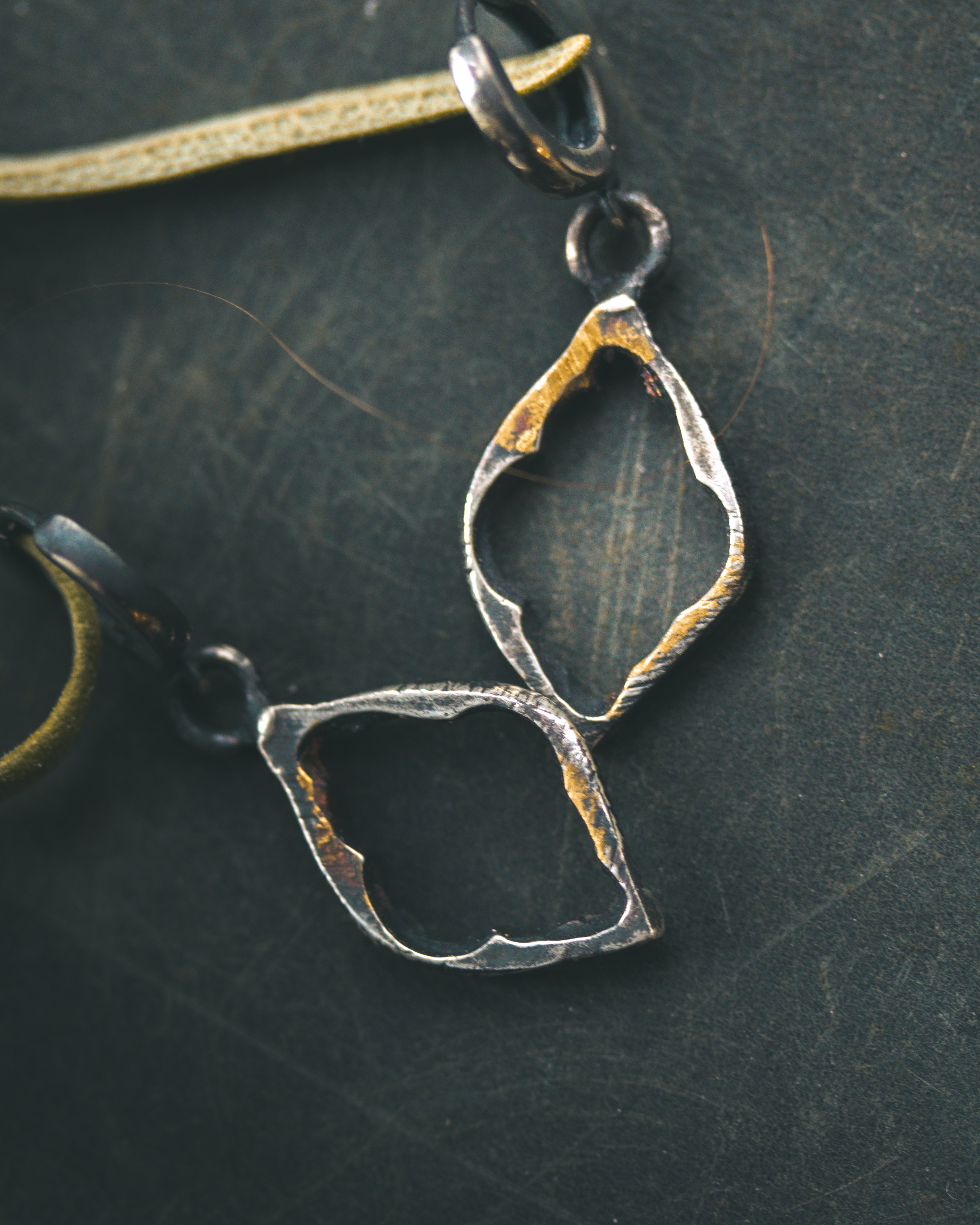 Divine Ruin Collection - Cathedral Fragment Pendant | Sterling Silver & 23.5K Gold | Hand-Carved Relic of Memory, Mystery & Sacred Decay Earrings