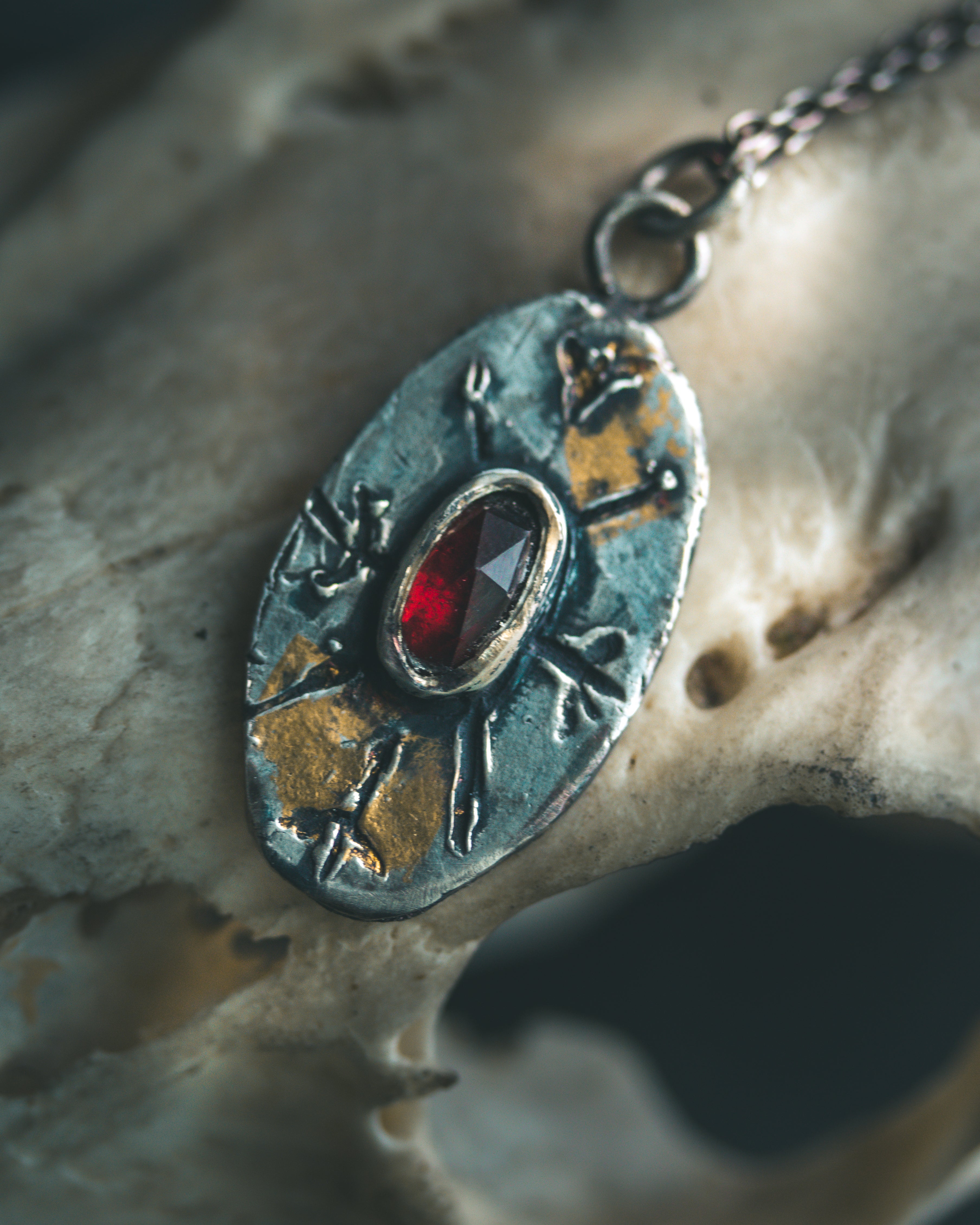 Nordic Talisman Rose-Cut Garnet Amulet: A Gateway to Ancestral Power and Warrior's Fire