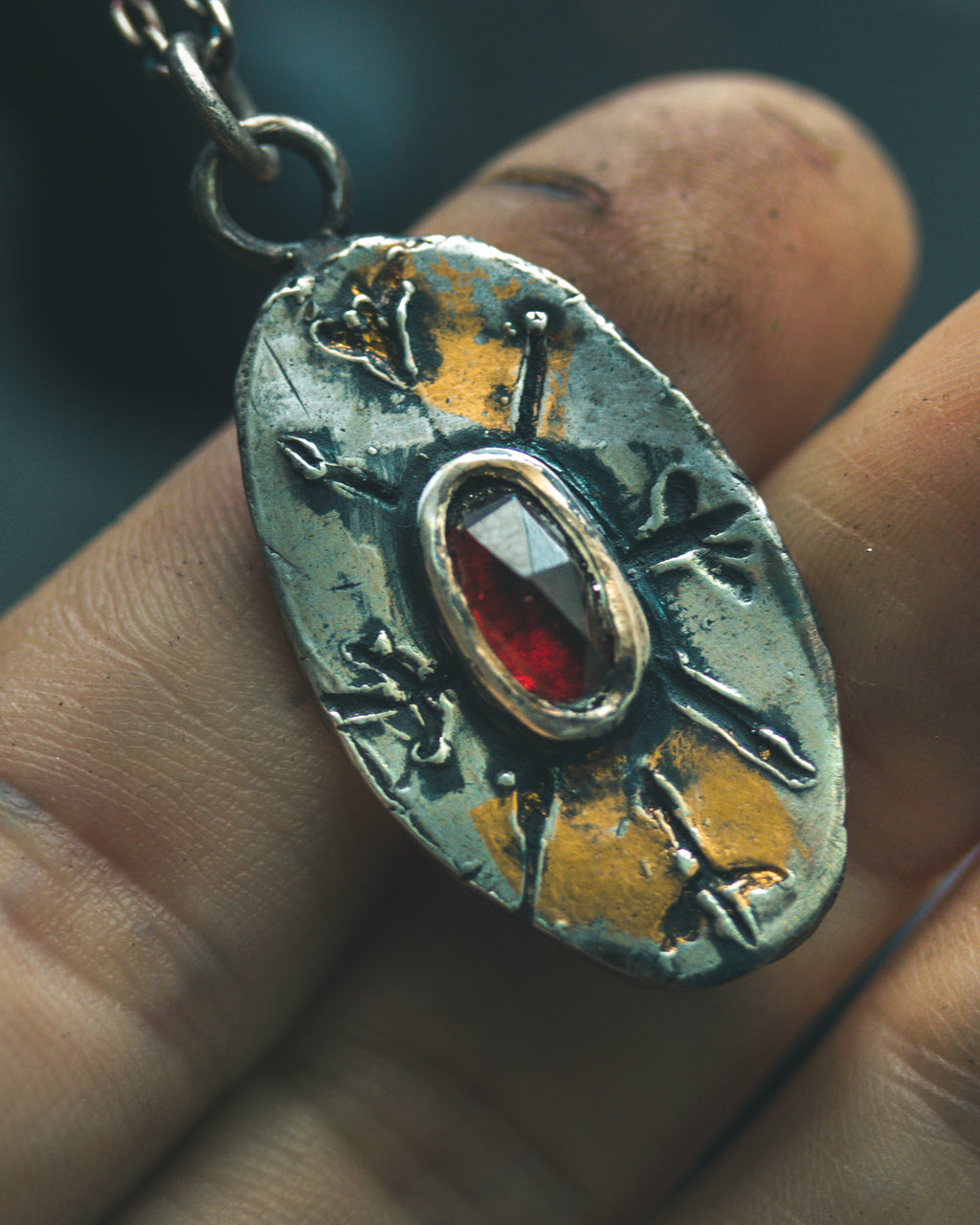 Nordic Talisman Rose-Cut Garnet Amulet: A Gateway to Ancestral Power and Warrior's Fire