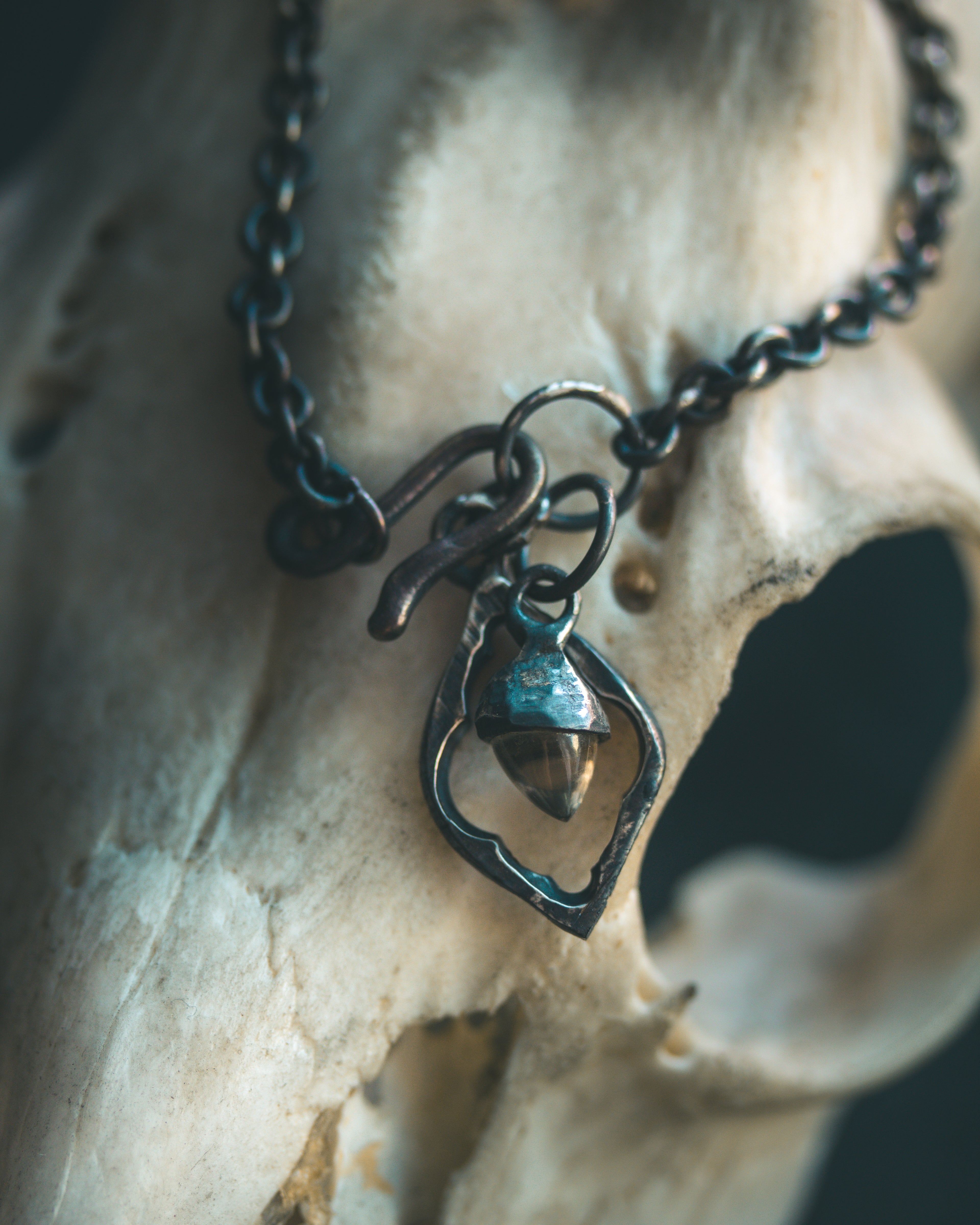 Divine Ruin Collection - Cathedral Fragment Bracelet with Rock Crystal | Sterling Silver & 23.5K Gold | 7-Inch Sacred Relic Chain