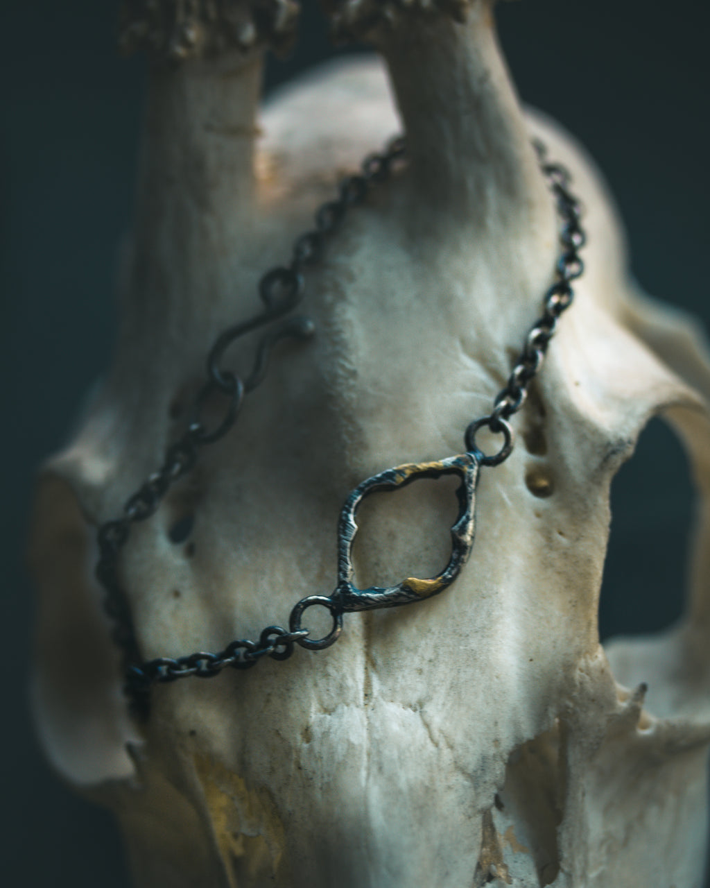 Divine Ruin Collection - Cathedral Fragment Bracelet | Sterling Silver & 23.5K Gold | 7-Inch Sacred Relic Chain