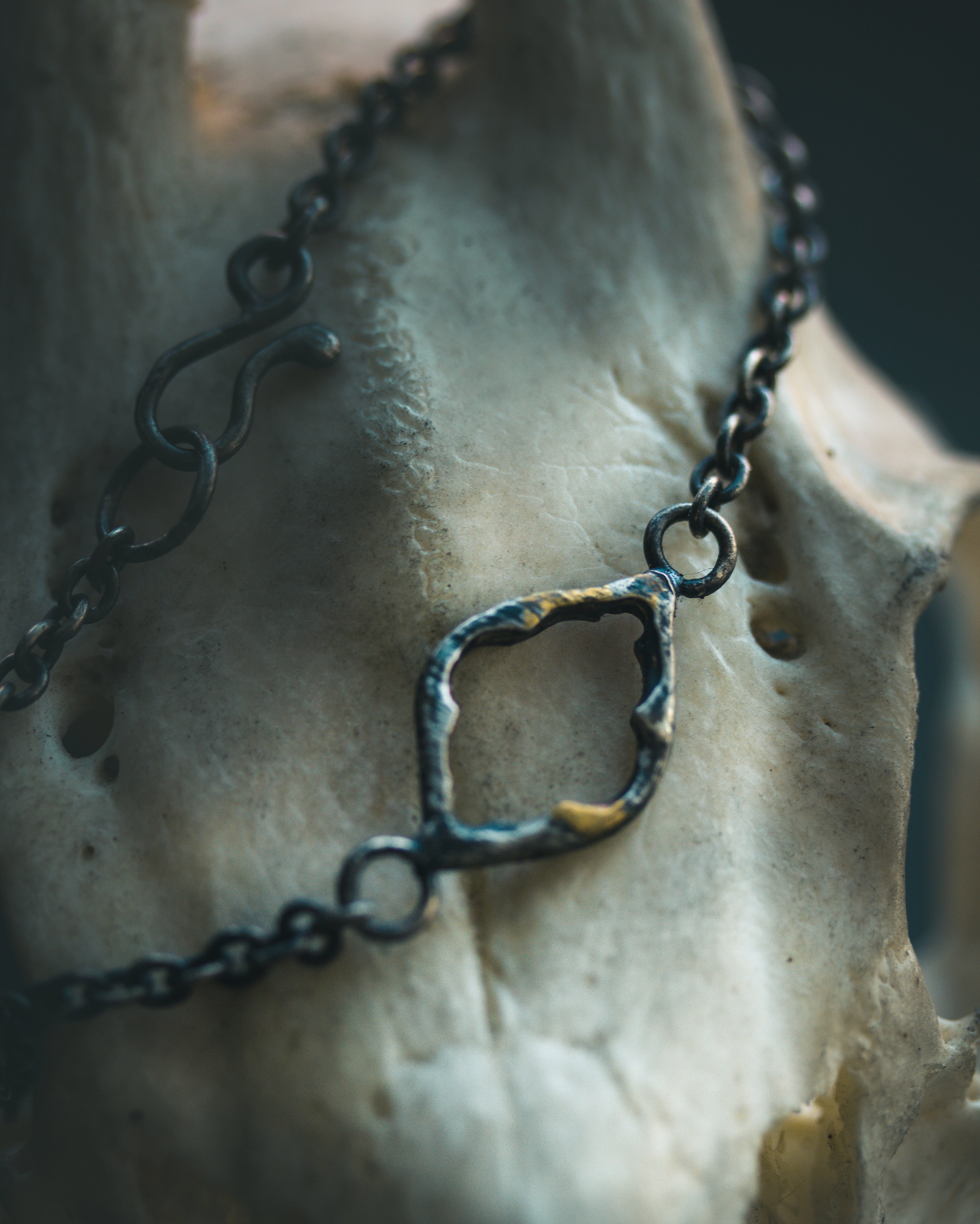 Divine Ruin Collection - Cathedral Fragment Bracelet | Sterling Silver & 23.5K Gold | 7-Inch Sacred Relic Chain