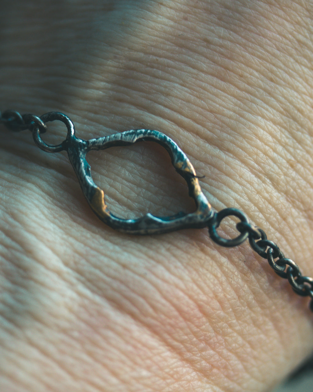 Divine Ruin Collection - Cathedral Fragment Bracelet | Sterling Silver & 23.5K Gold | 7-Inch Sacred Relic Chain