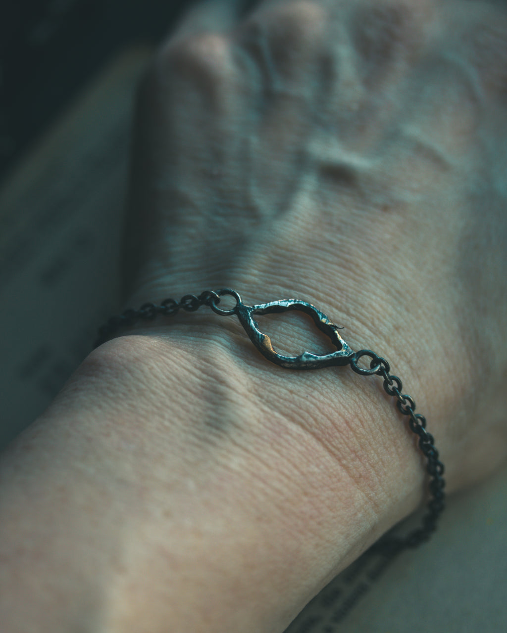 Divine Ruin Collection - Cathedral Fragment Bracelet | Sterling Silver & 23.5K Gold | 7-Inch Sacred Relic Chain