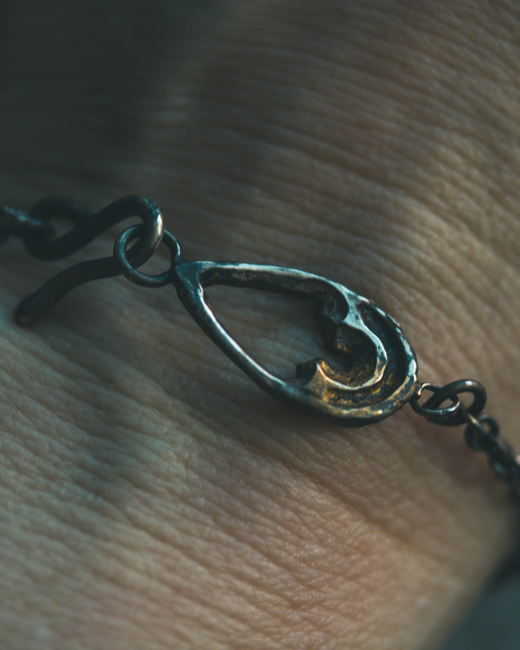 Divine Ruin Collection - Cathedral Fragment Bracelet | Sterling Silver & 23.5K Gold | 7-Inch Sacred Relic Chain