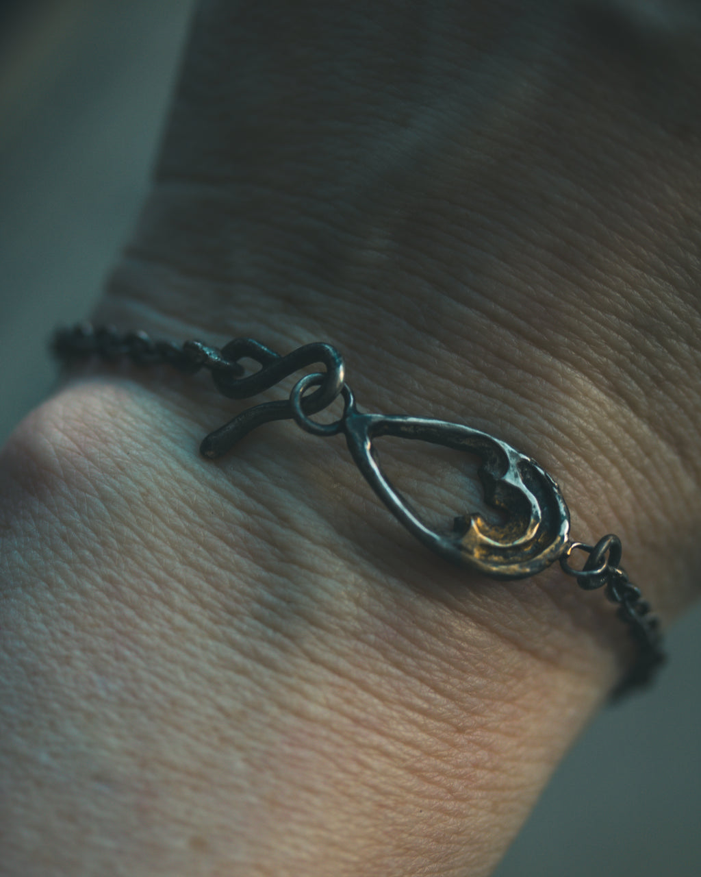 Divine Ruin Collection - Cathedral Fragment Bracelet | Sterling Silver & 23.5K Gold | 7-Inch Sacred Relic Chain