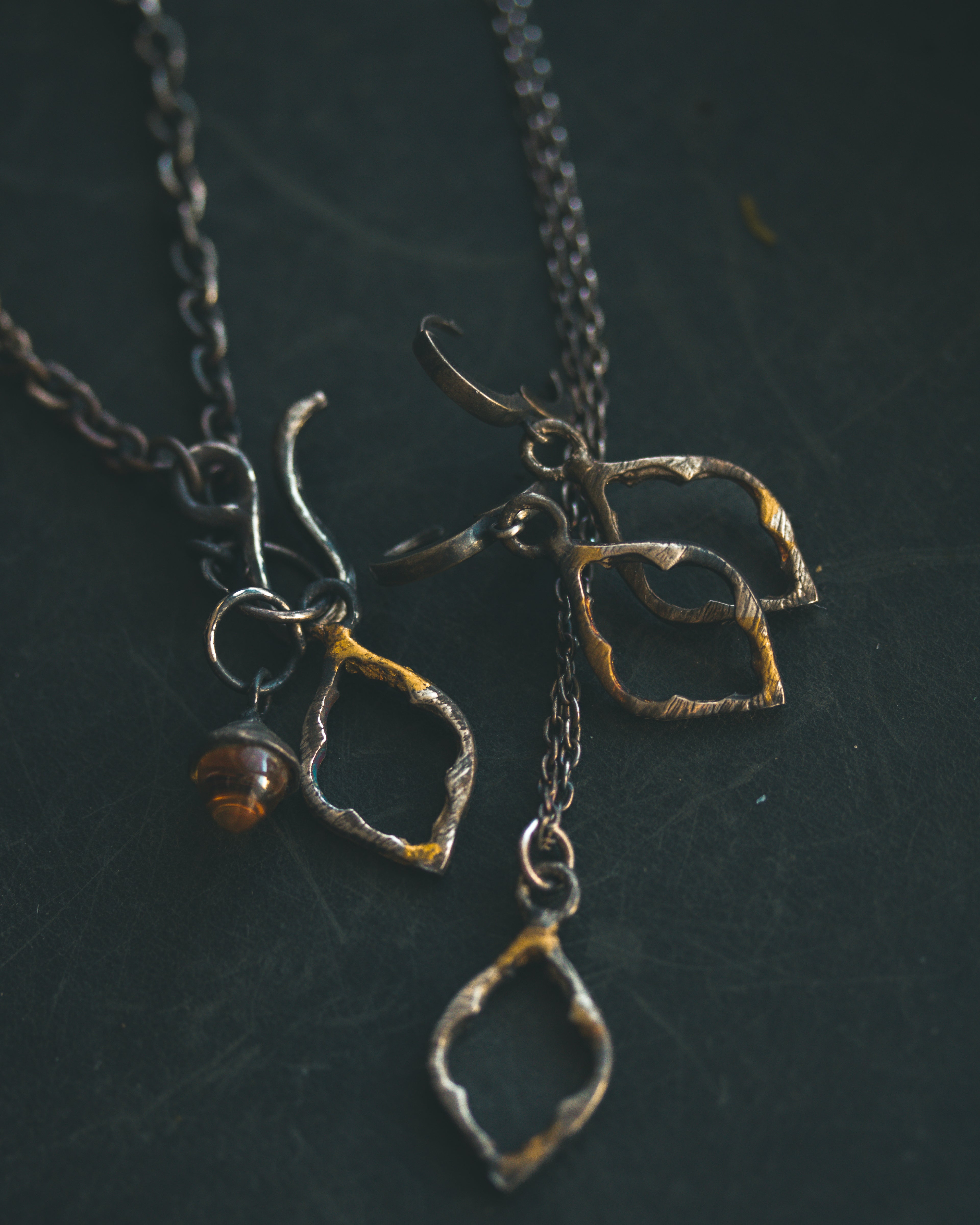 Divine Ruin Collection - Cathedral Fragment Pendant | Sterling Silver & 23.5K Gold | Hand-Carved Relic of Memory, Mystery & Sacred Decay Earrings