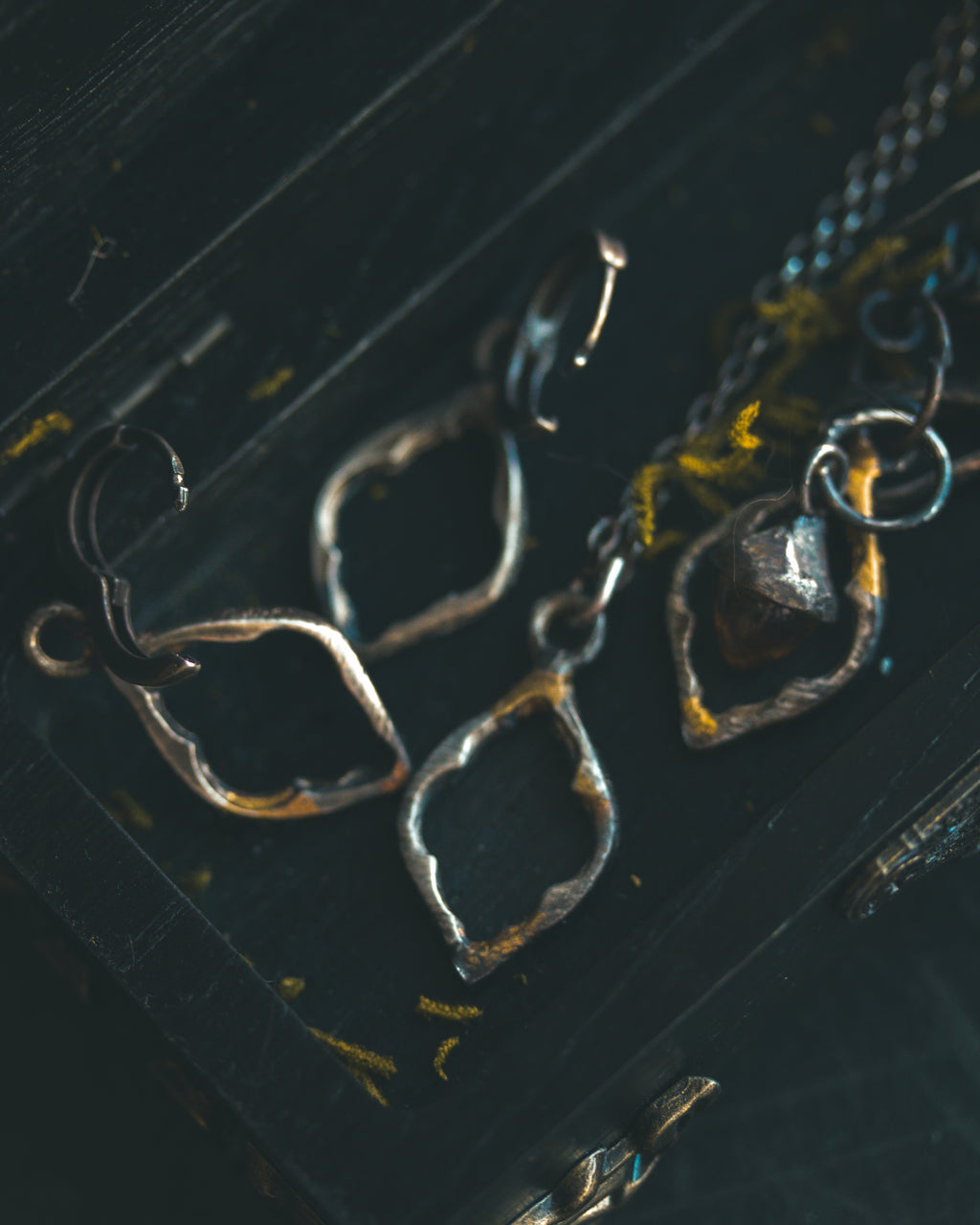 Divine Ruin Collection - Cathedral Fragment Pendant | Sterling Silver & 23.5K Gold | Hand-Carved Relic of Memory, Mystery & Sacred Decay Earrings