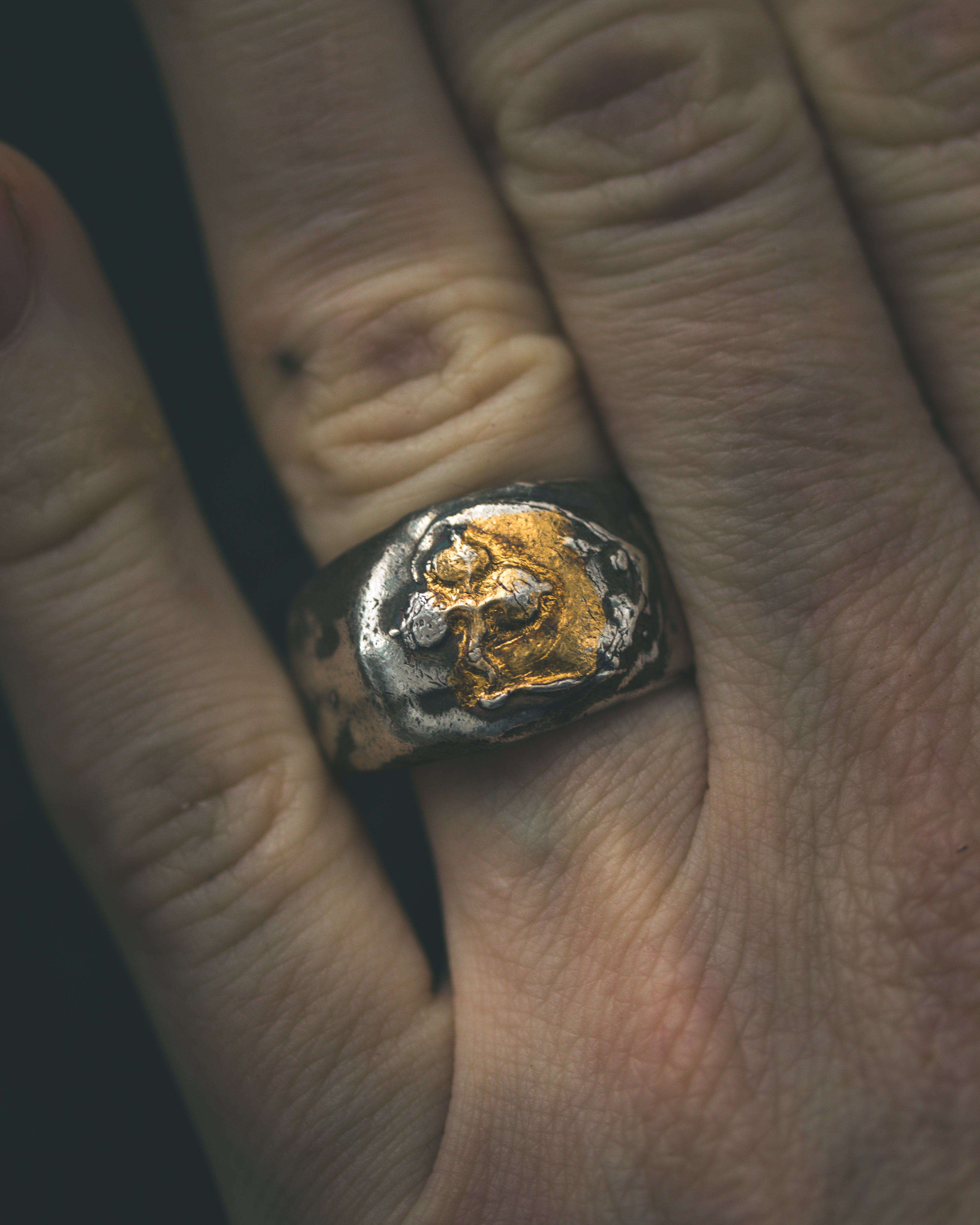 Shamrock Trinity Signet | Sterling Silver & 23K Gold | Sacred Symbol of Faith, Hope & Love