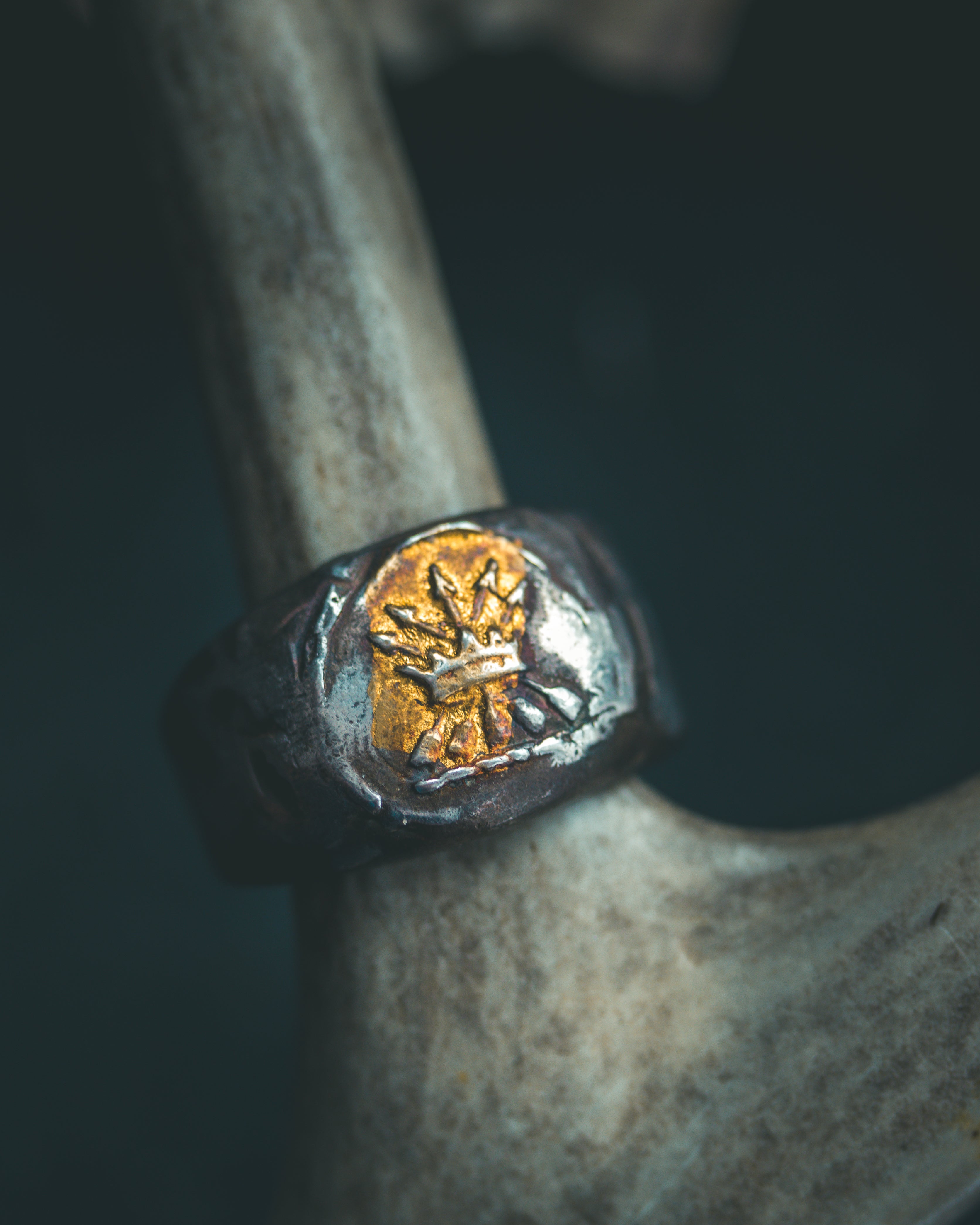 Crown & Arrows Signet Ring | Sterling Silver with 23K Gold | Symbol of Sovereign Power, Strategic Courage & Divine Purpose