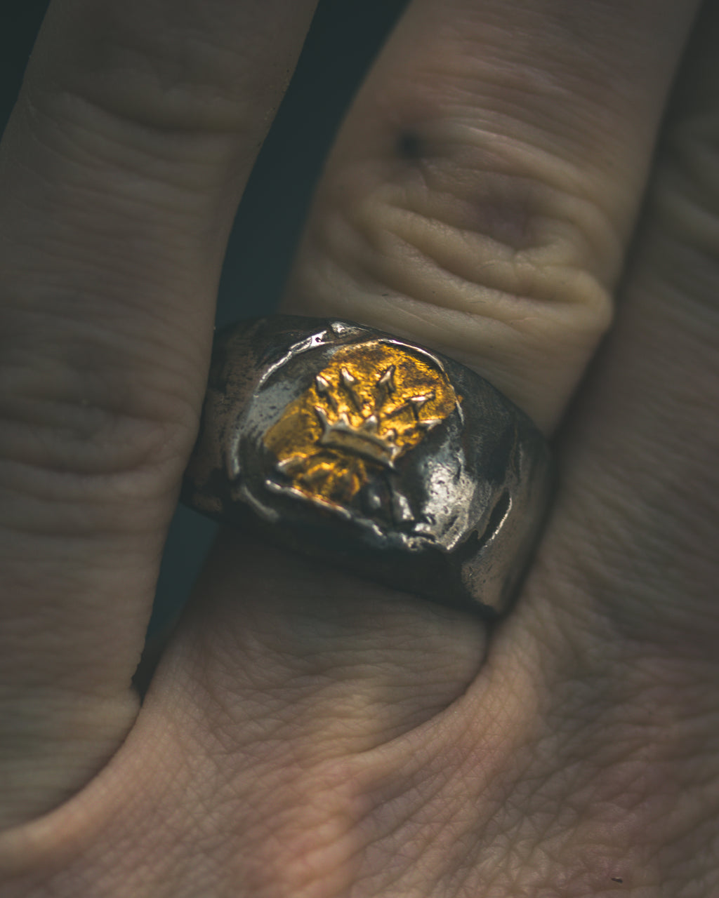 Crown & Arrows Signet Ring | Sterling Silver with 23K Gold | Symbol of Sovereign Power, Strategic Courage & Divine Purpose