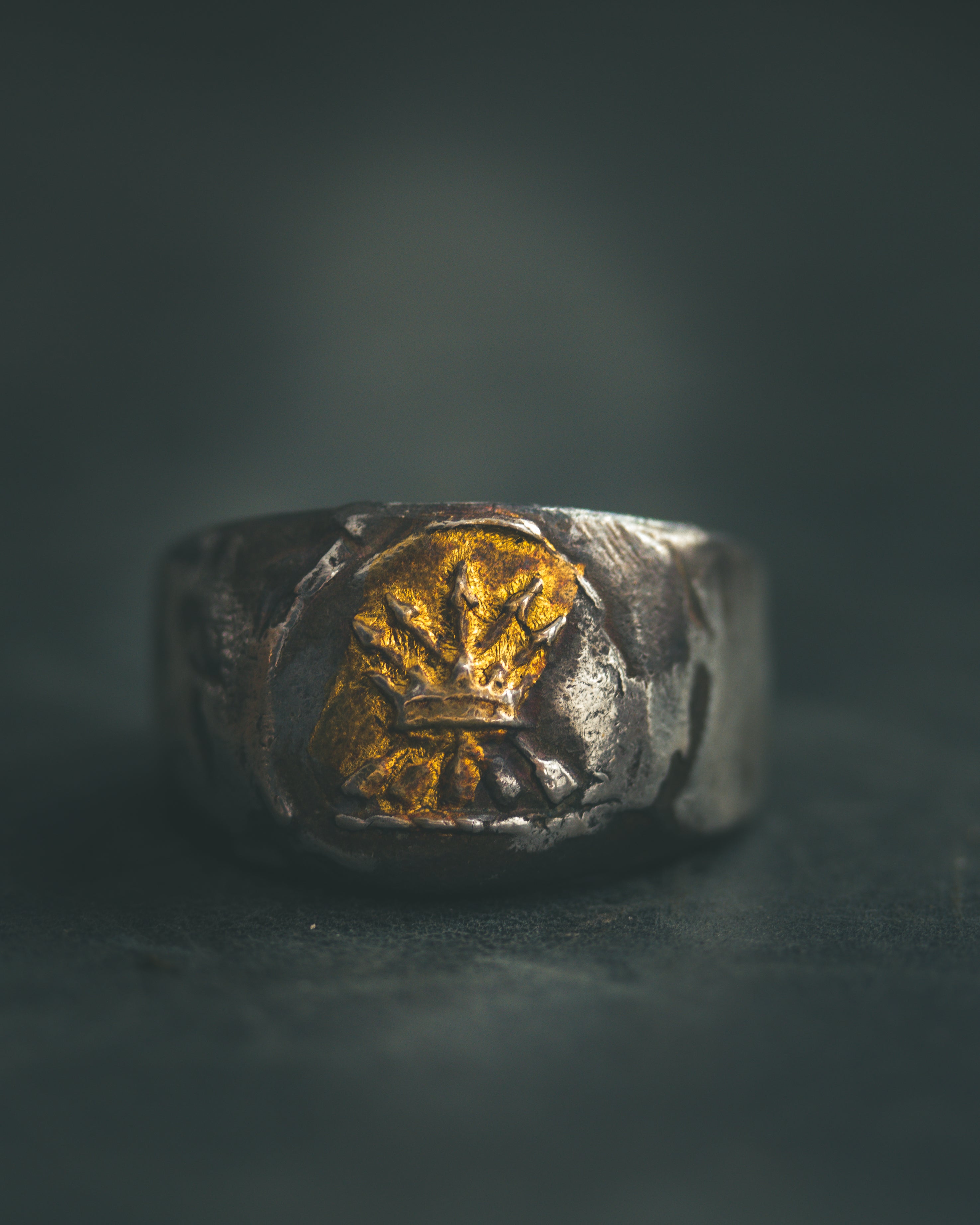 Crown & Arrows Signet Ring | Sterling Silver with 23K Gold | Symbol of Sovereign Power, Strategic Courage & Divine Purpose