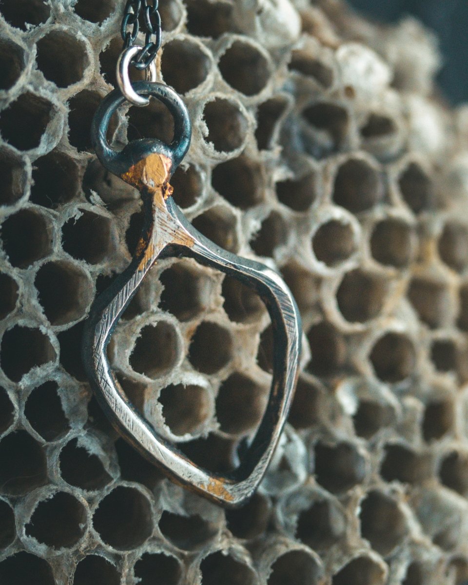 Ancient Echoes Amulets - Shield Frame Pendant | Sterling Silver & 23.5K Gold | Hand - Carved Relic of Protection, Emptiness & Sacred Form - Machinations
