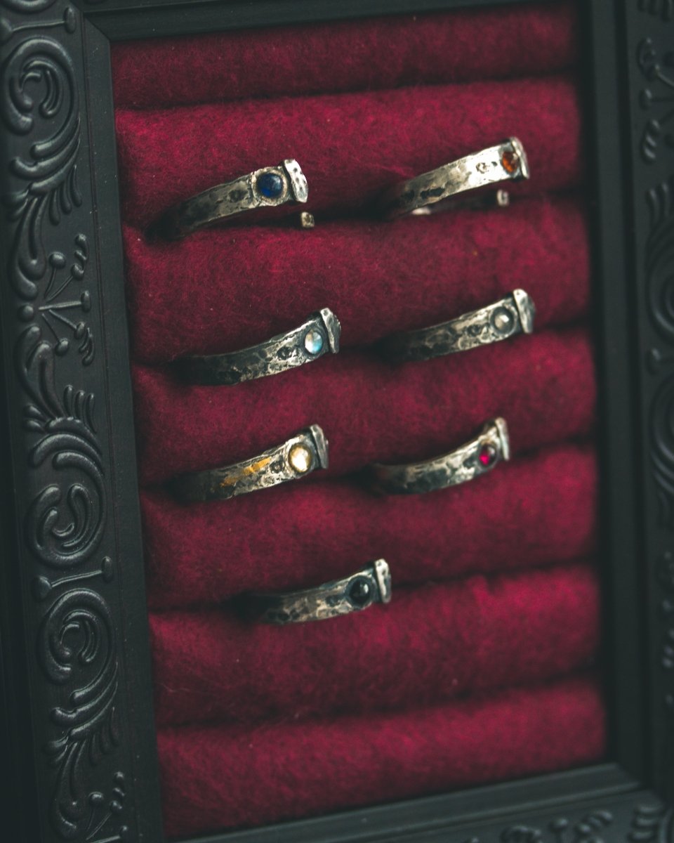 Coffin Nail Ring with Peridot – Sterling Silver and 23.5K Gold | Talisman of Banishment, Renewal & Sacred Fire - Machinations