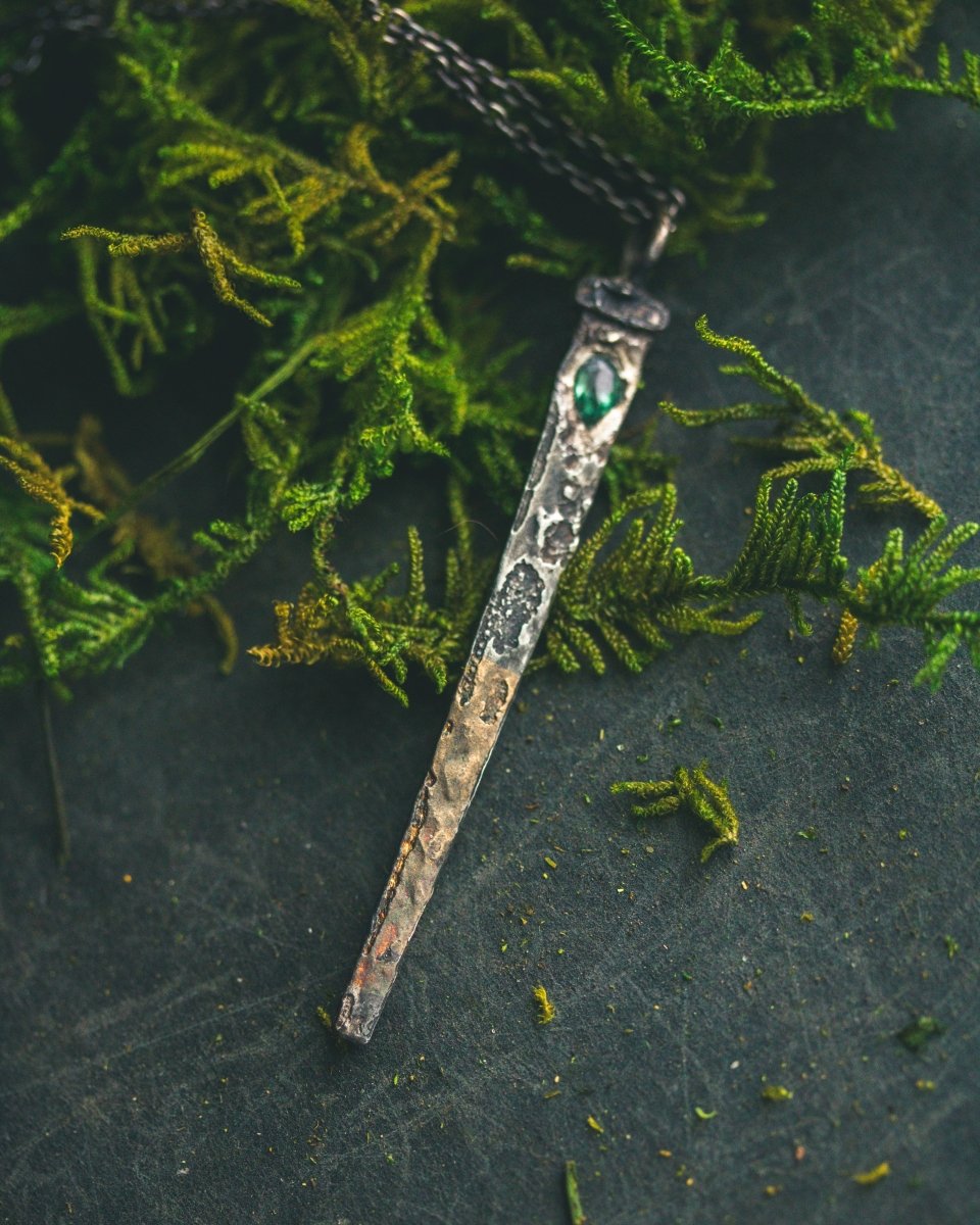 Coffin Nails & Pear - Shaped Blue Tourmaline Pendant: A Talisman of Protection and Spiritual Clarity - Machinations