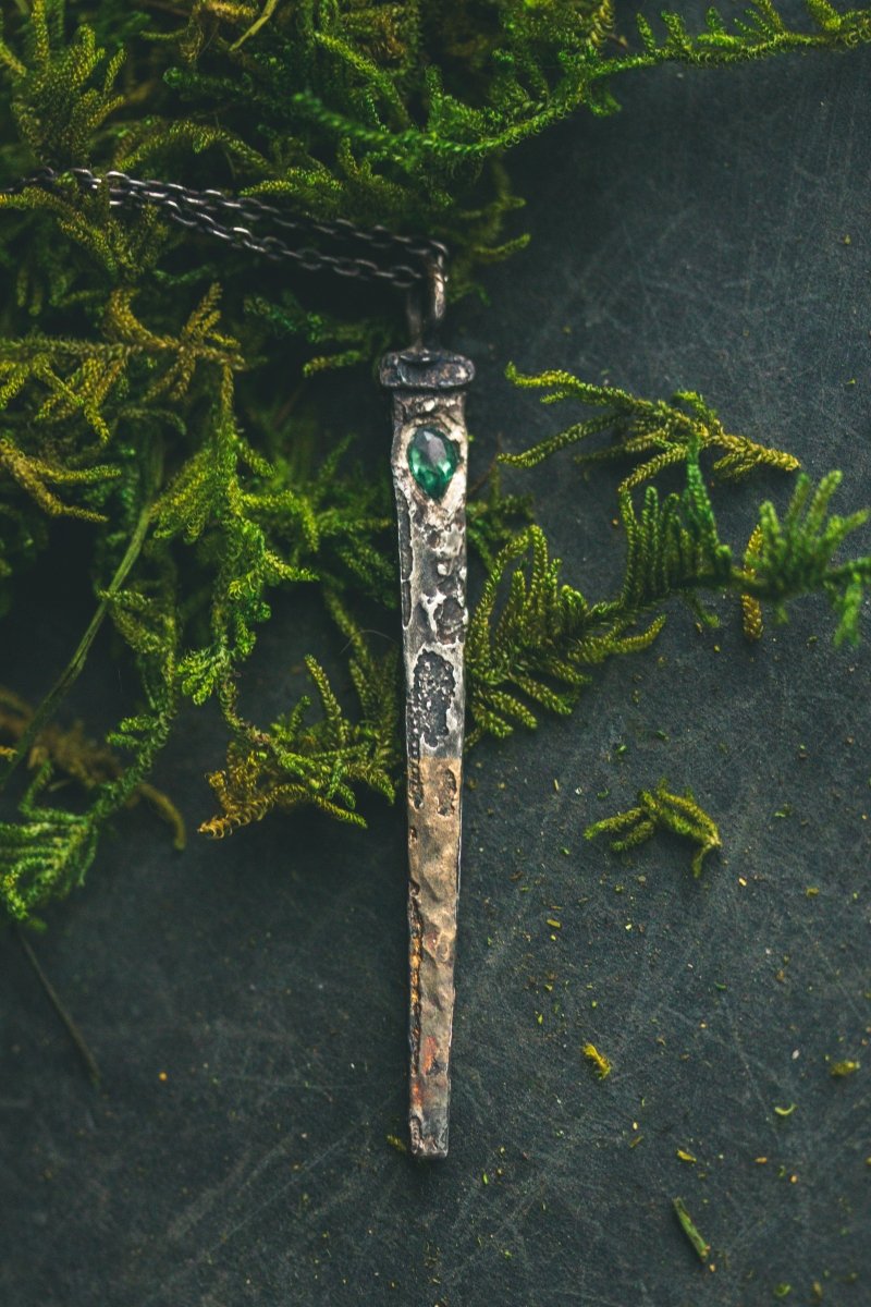 Coffin Nails & Pear - Shaped Blue Tourmaline Pendant: A Talisman of Protection and Spiritual Clarity - Machinations