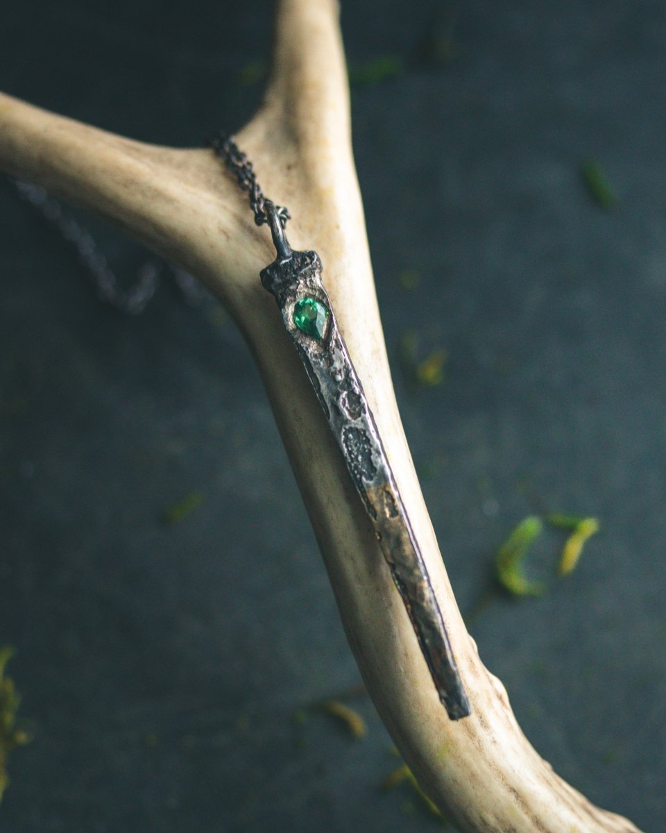 Coffin Nails & Pear - Shaped Blue Tourmaline Pendant: A Talisman of Protection and Spiritual Clarity - Machinations