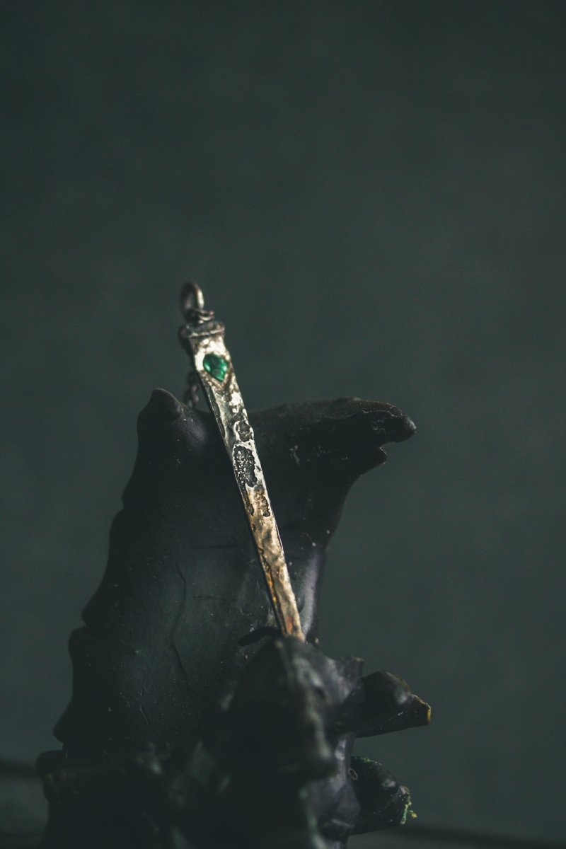 Coffin Nails & Pear - Shaped Blue Tourmaline Pendant: A Talisman of Protection and Spiritual Clarity - Machinations