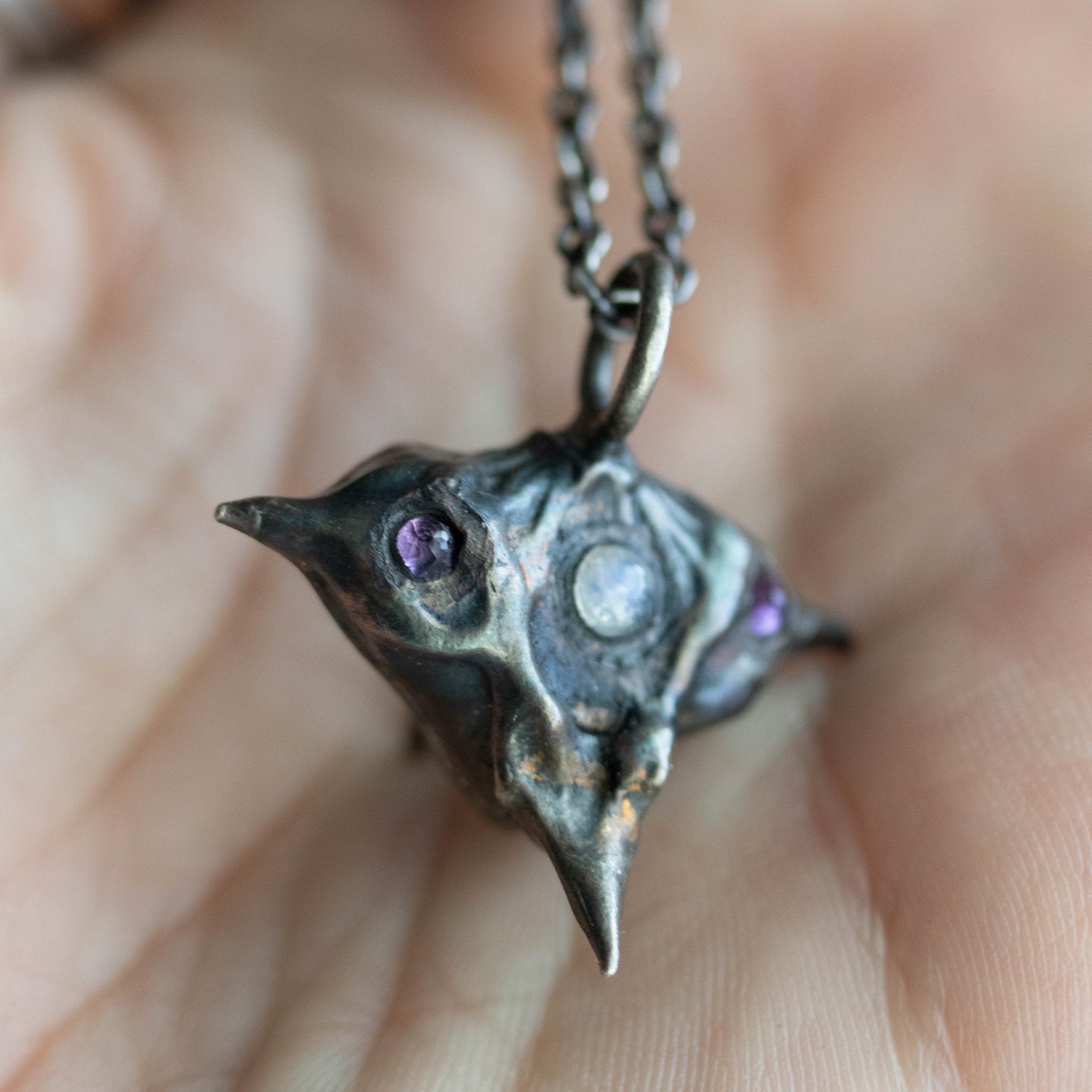 Devil Pods Charm moonstone and amethyst - Machinations