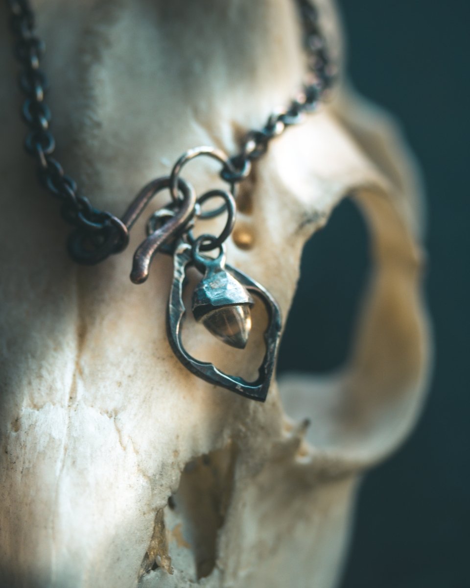 Divine Ruin Collection - Cathedral Fragment Bracelet with Rock Crystal | Sterling Silver & 23.5K Gold | 7 - Inch Sacred Relic Chain - Machinations