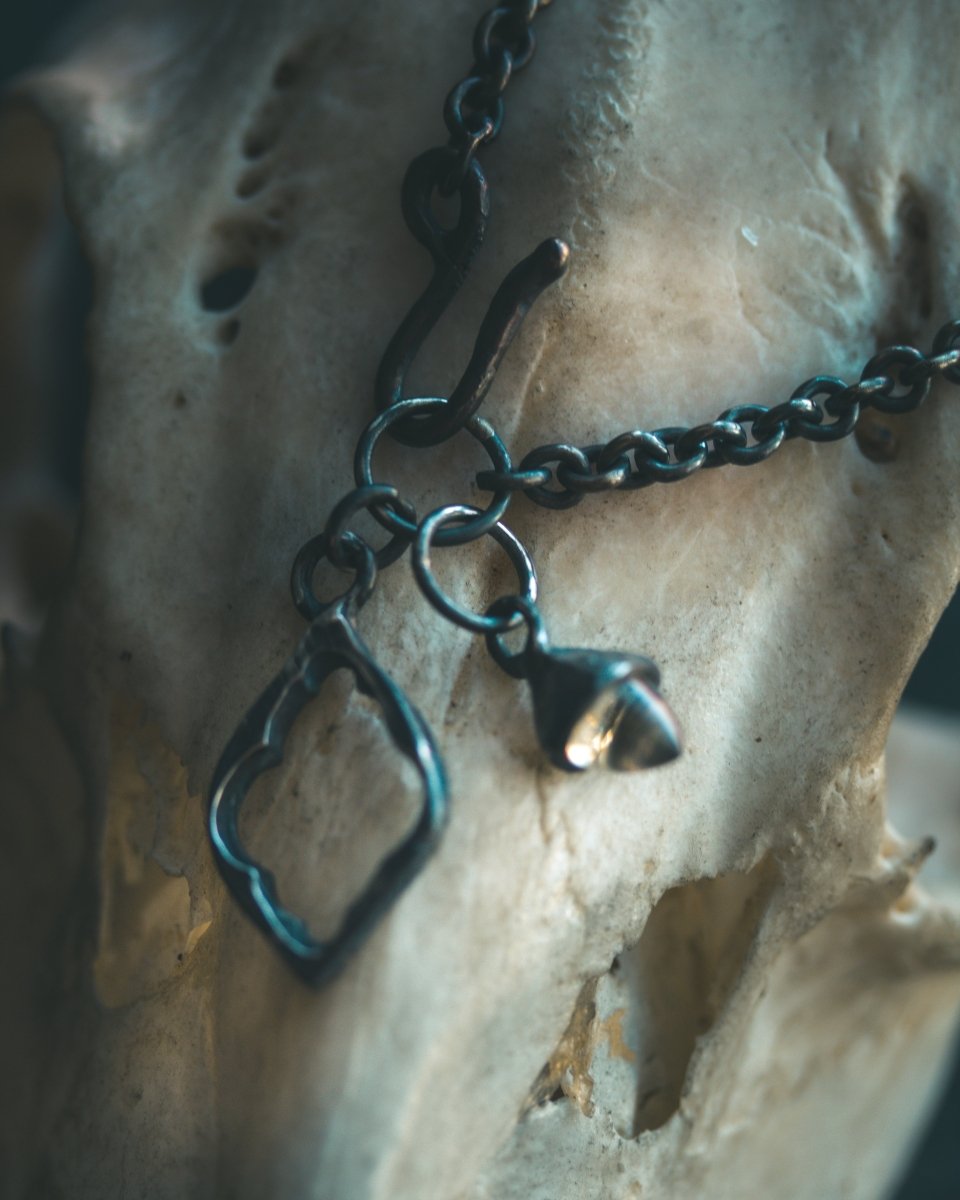 Divine Ruin Collection - Cathedral Fragment Bracelet with Rock Crystal | Sterling Silver & 23.5K Gold | 7 - Inch Sacred Relic Chain - Machinations