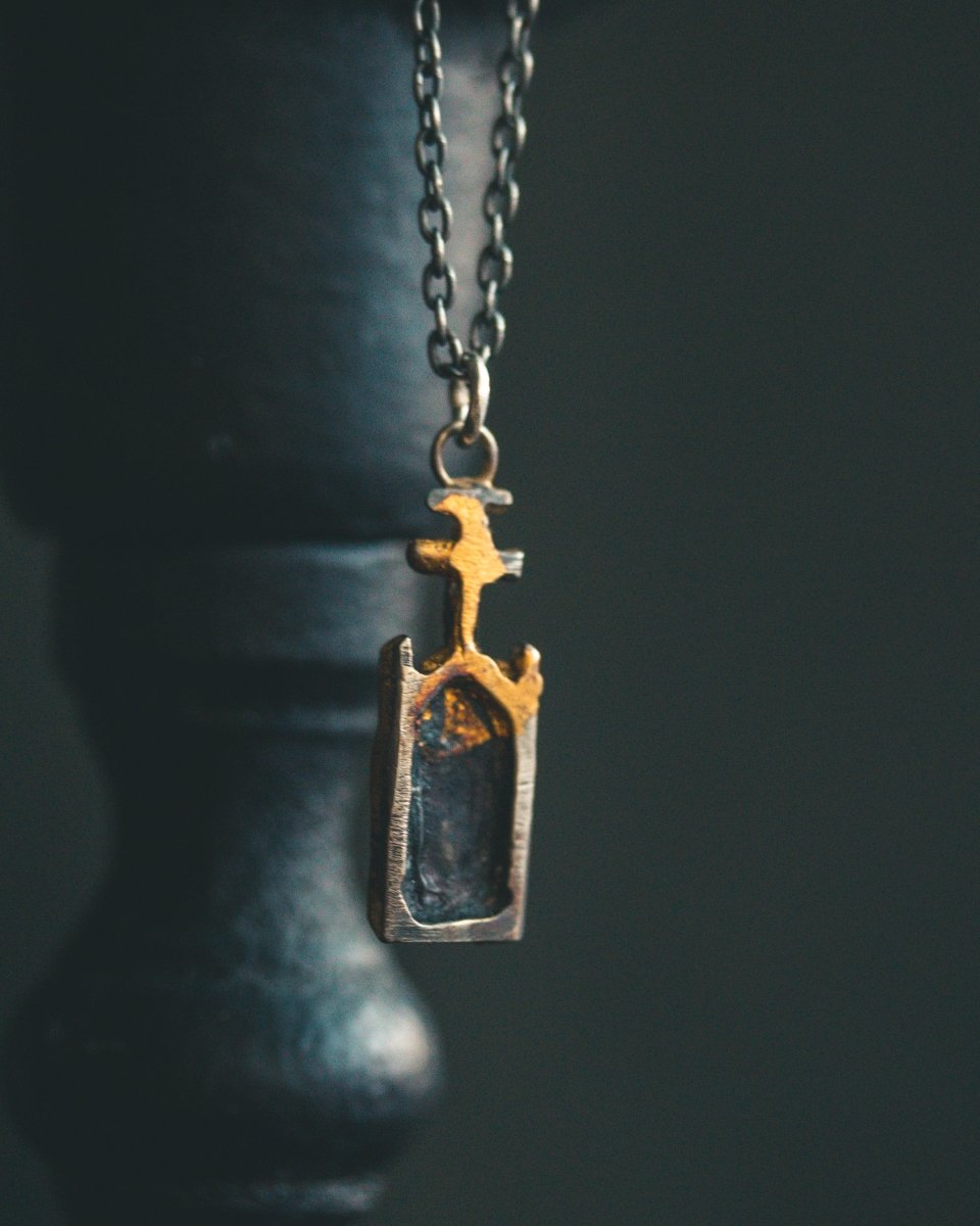 Divine Ruin Collection - Reliquary Shrine Pendant| Sterling Silver and 23.5K Gold | Talisman of Devotion, Silence & Forgotten Faith - Machinations