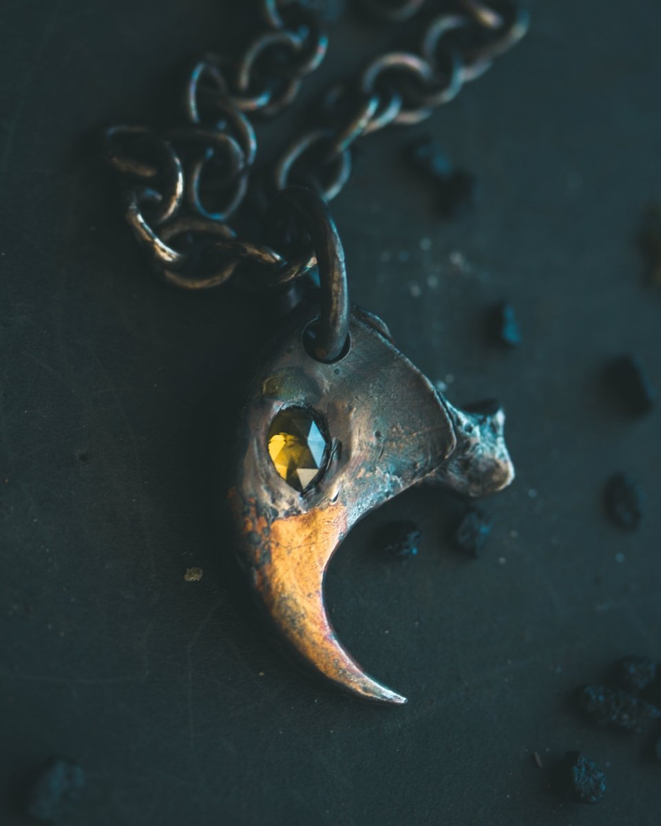 Electric Green Peridot in Puma Claw Pendant - Machinations