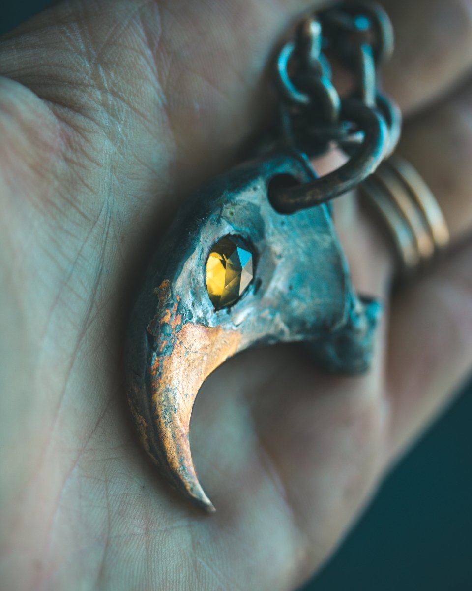 Electric Green Peridot in Puma Claw Pendant - Machinations