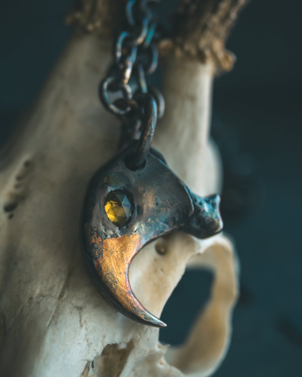 Electric Green Peridot in Puma Claw Pendant - Machinations