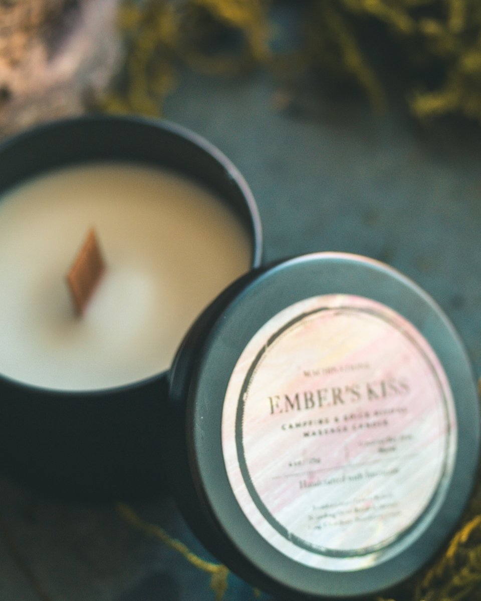 Ember's Kiss: Campfire & Spice Ritual Massage Candle – Ignite Transformation & Desire - Machinations