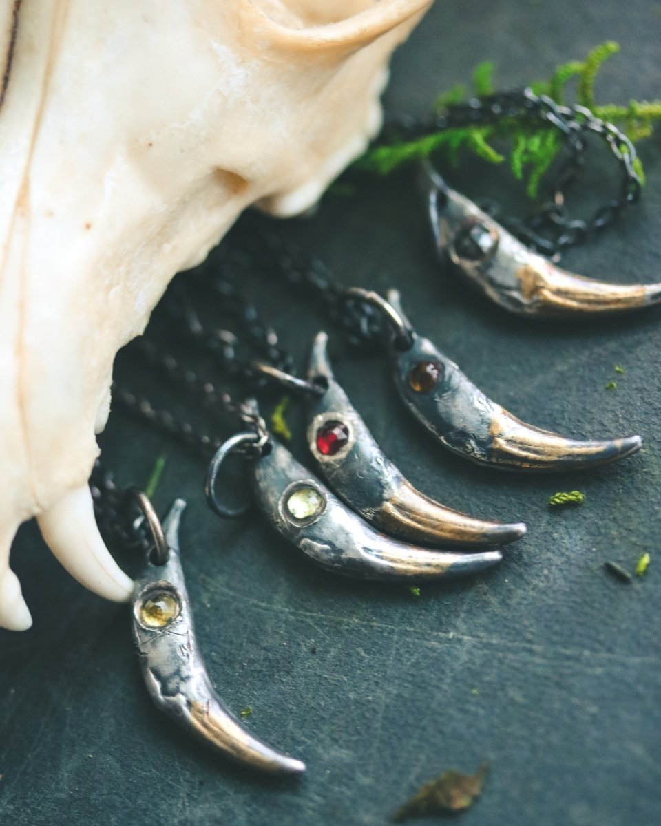 Fox Fang Pendant with Citrine Cabochon: A Talisman of Vitality, Abundance, and Transformation - Machinations